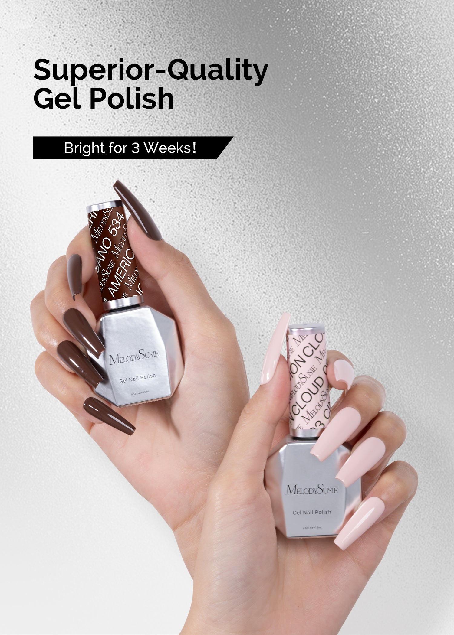 2 Pack 15ml Gel Nail Polish (Nude Pink and Brown)