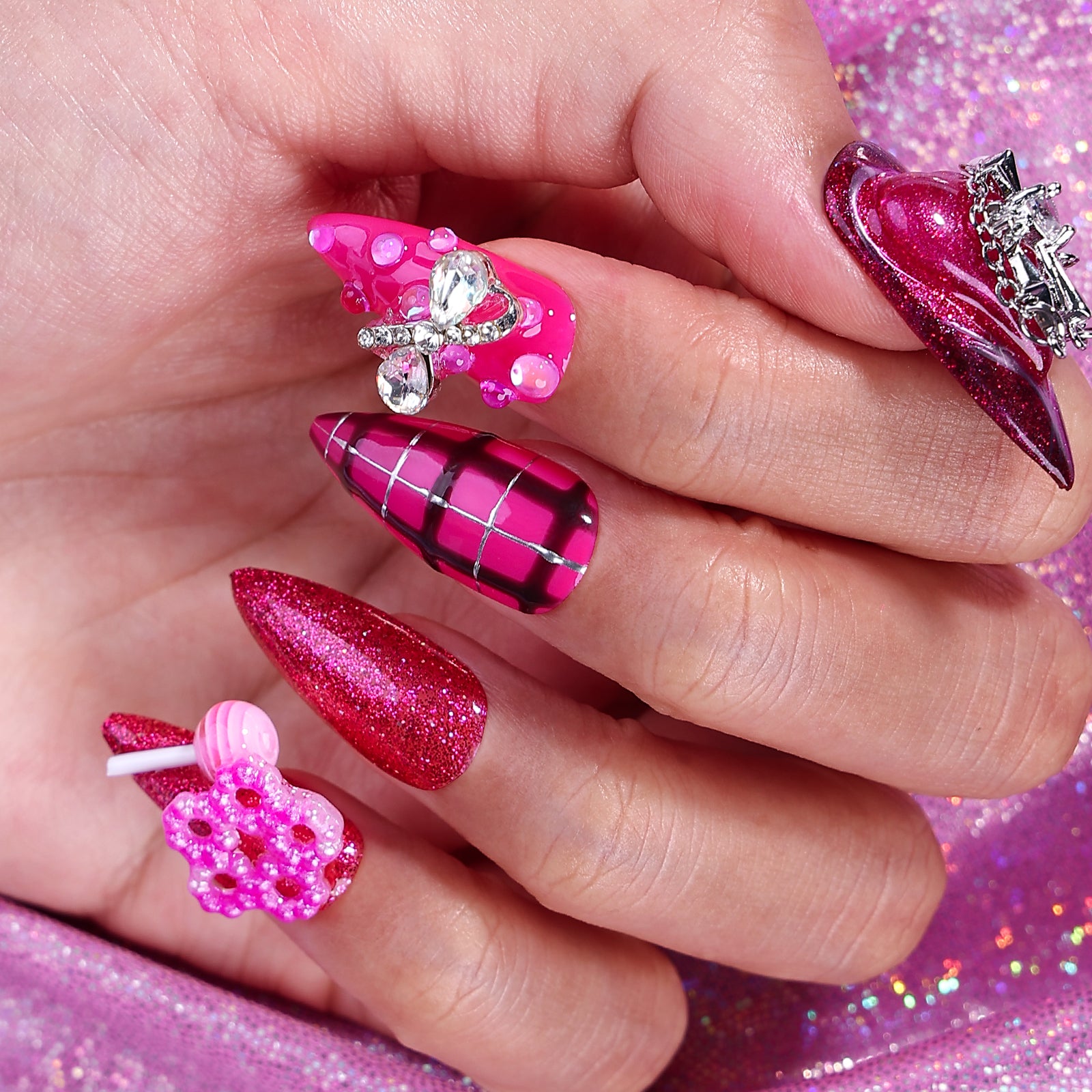 Lollipop Love Stiletto Short Press On Nails | MelodySusie