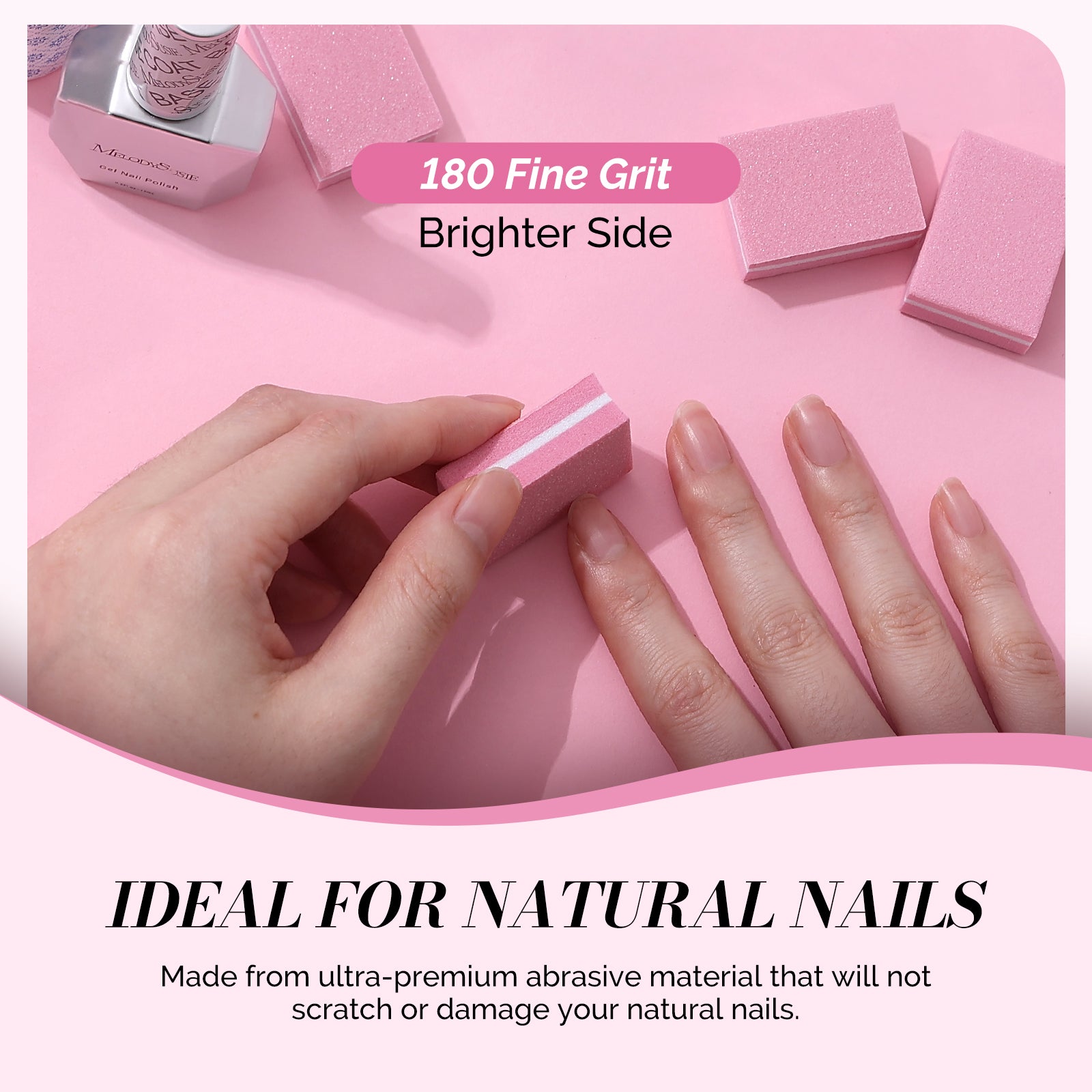 50Pcs Mini Nail Buffer Block 100/180 Grit - Pink