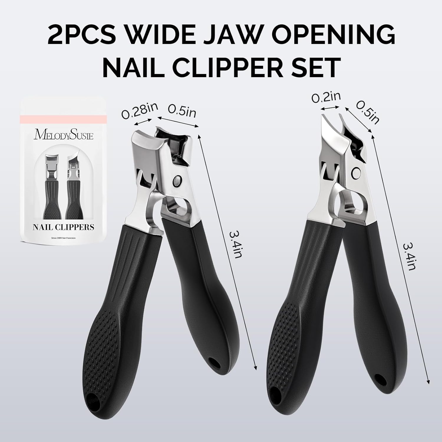 2Pcs Anti-Splash Curved and Slanted Nail Clippers Set