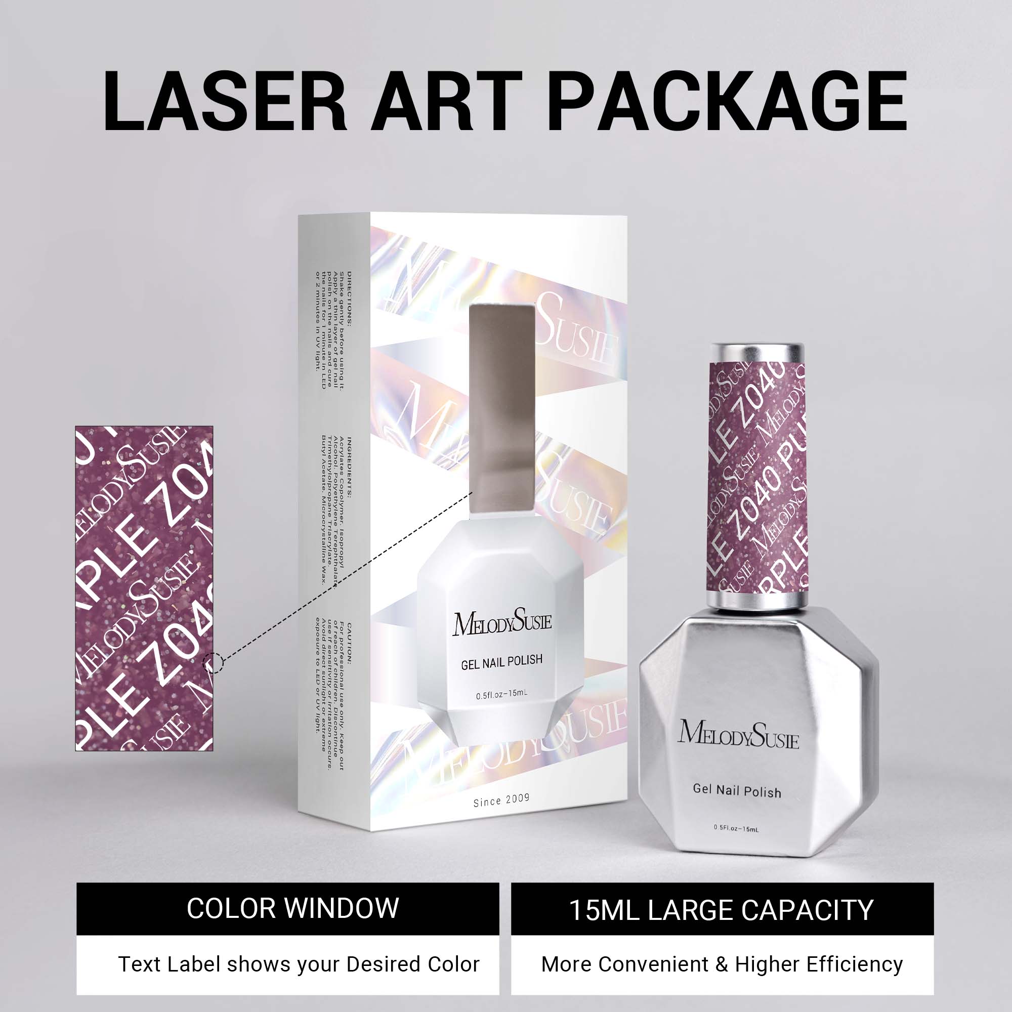 Z040 Violet Glitter - TPO-Free Thick Gel Nail Polish(15ml)