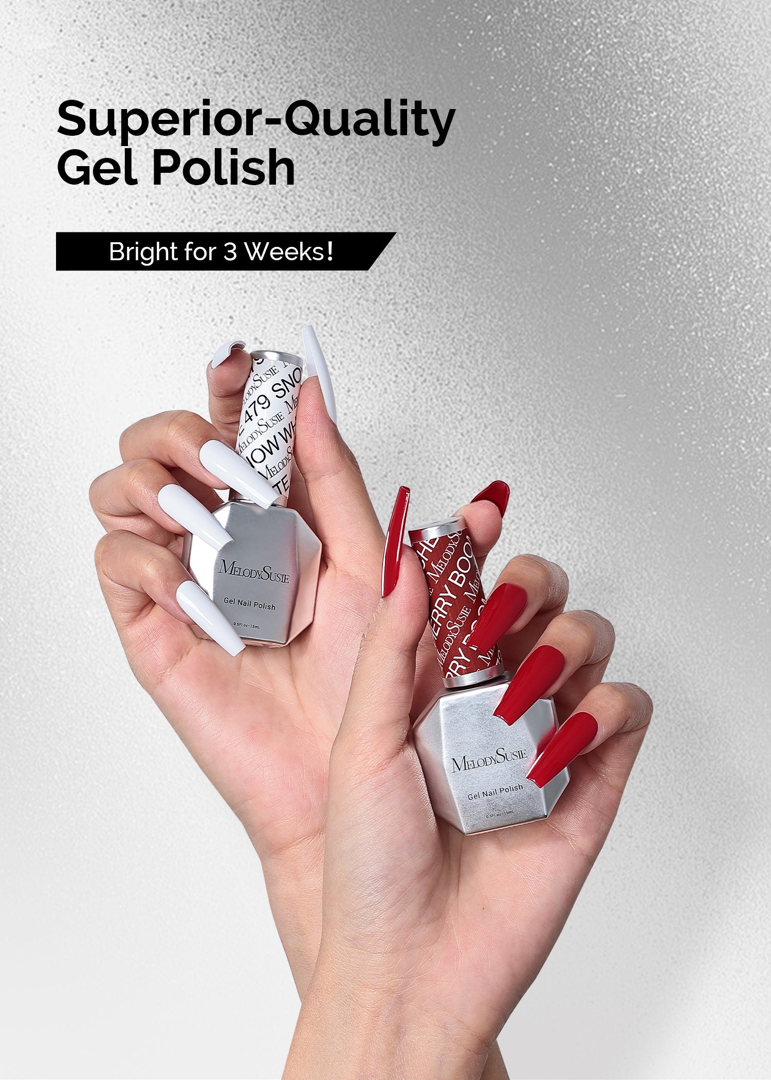 TPO-Free Thick Gel Nail Polish Red and White 2 Pack 15ml