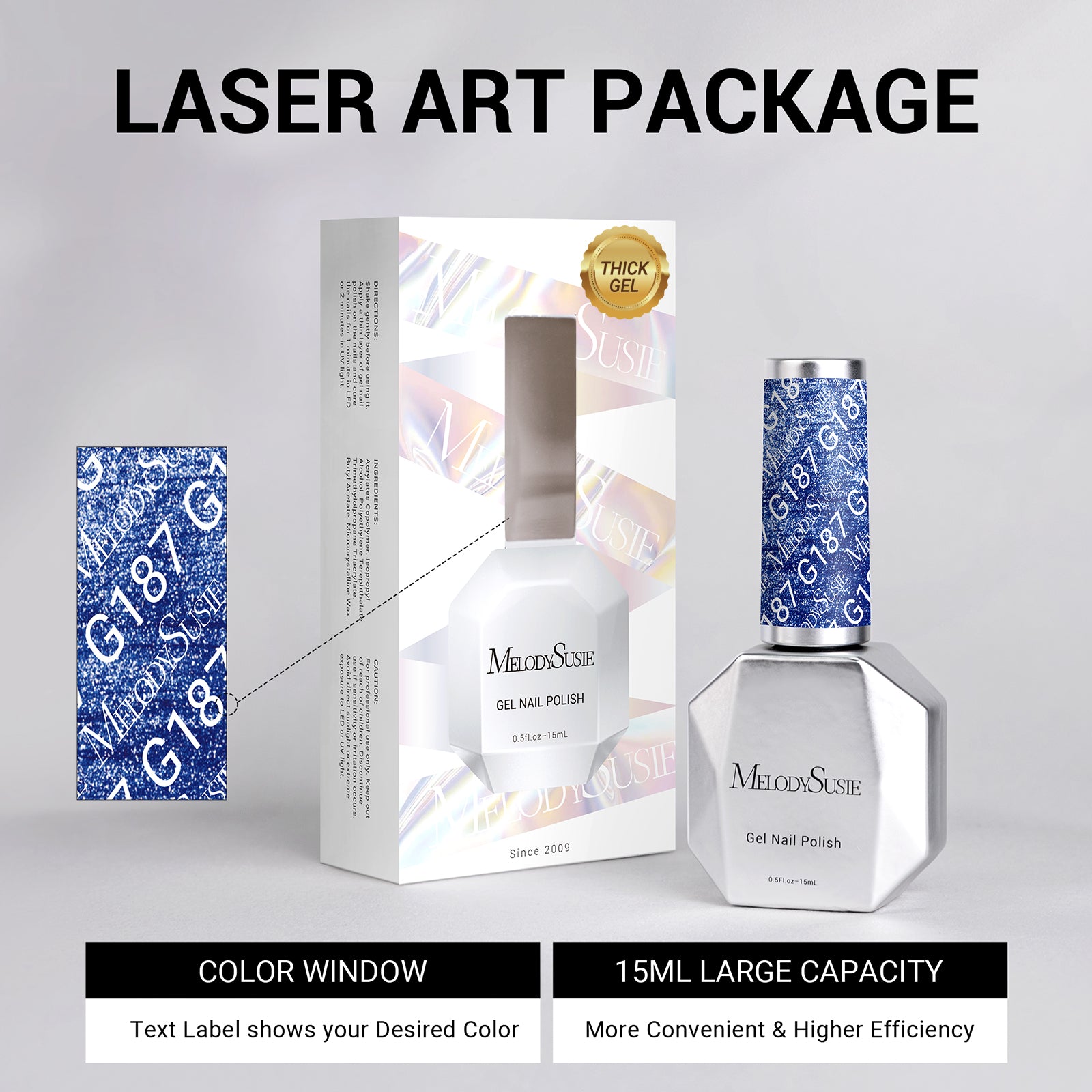 G187 Cyber Blue Neon - TPO-Free Thick Gel Nail Polish(15ml)