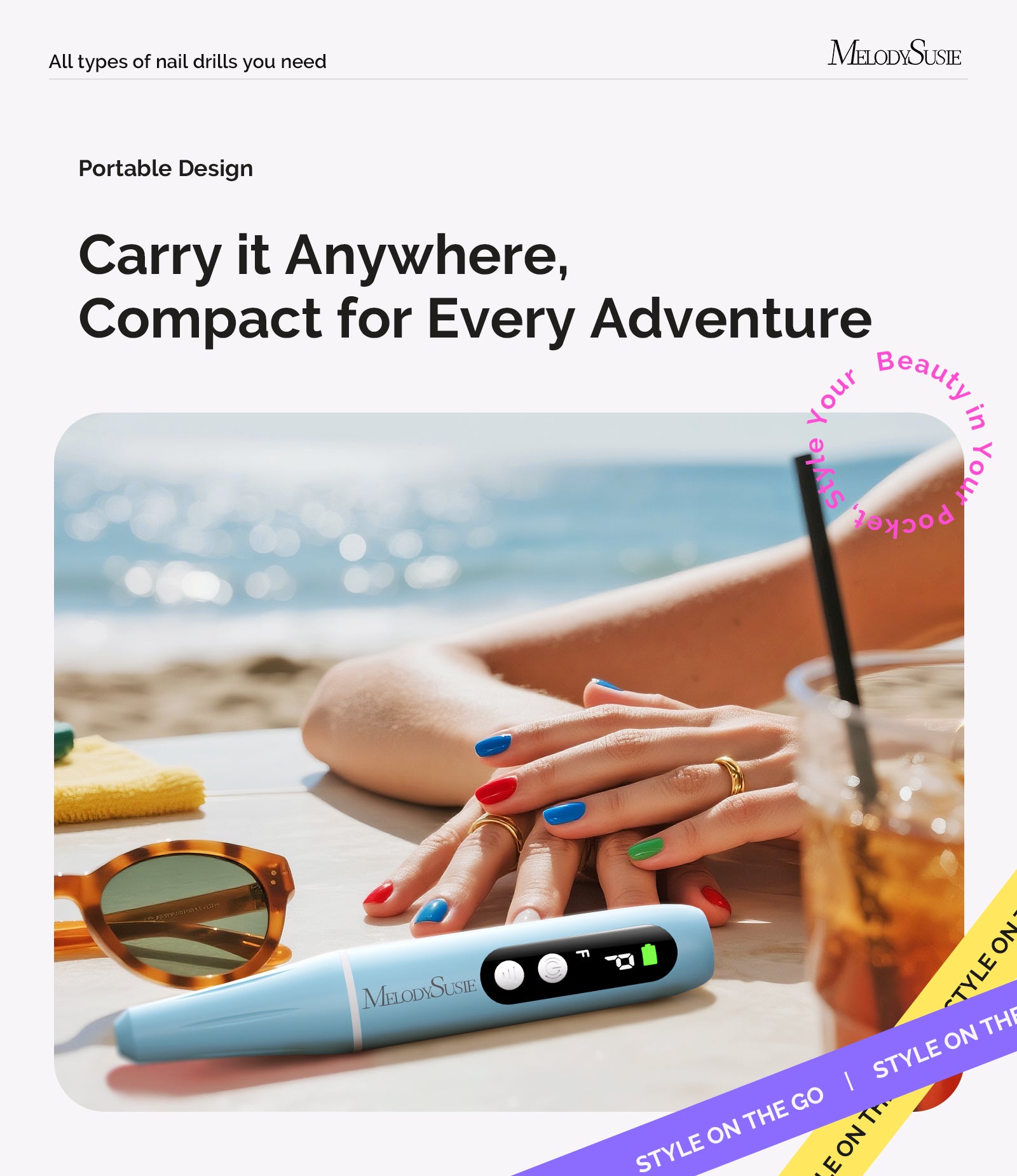 PC90G 20000RPM Portable Rechargeable Nail Drill - Blue