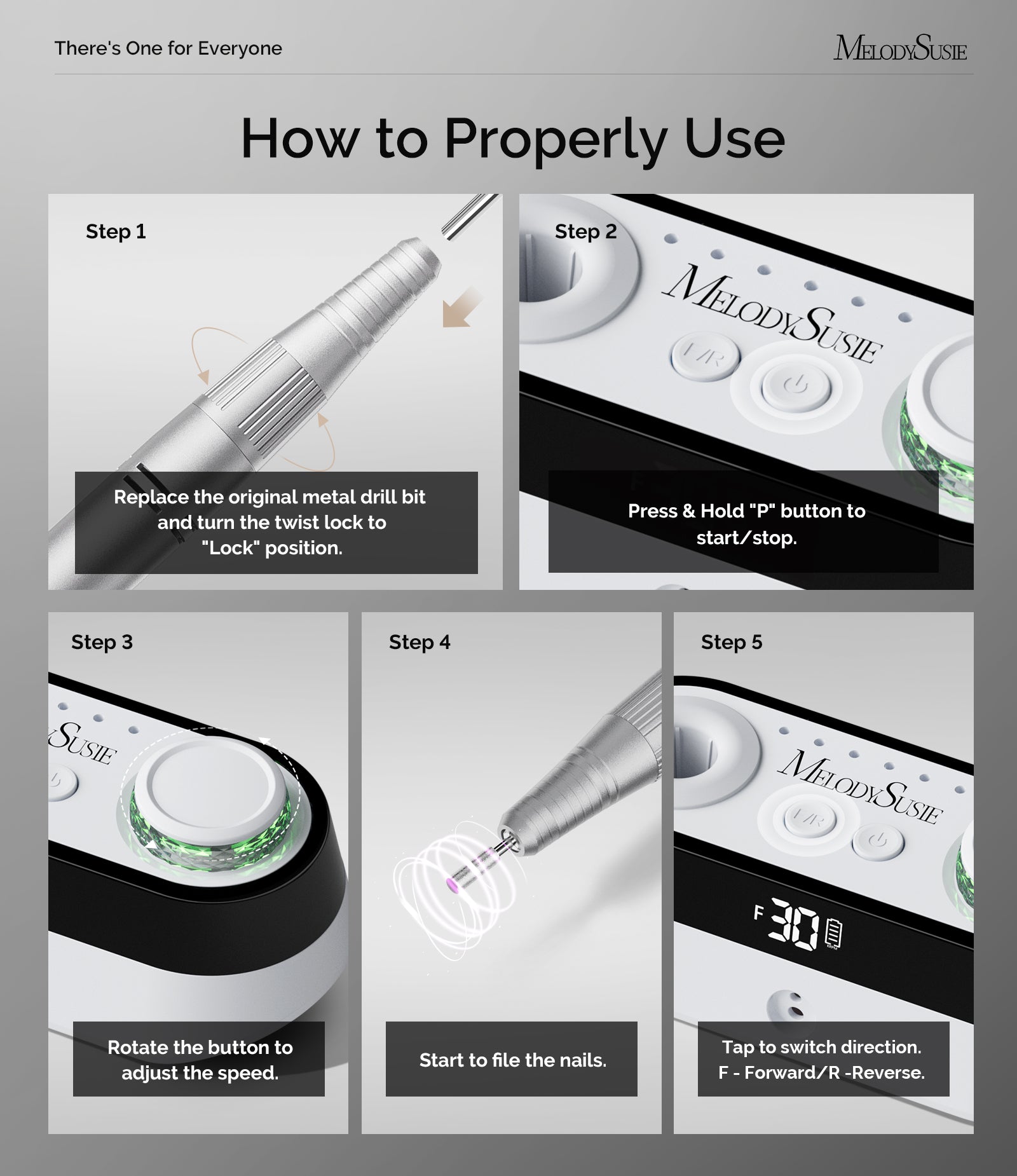 SC320A Desktop Multifunctional Rechargeable Nail Drill 30,000RPM - White