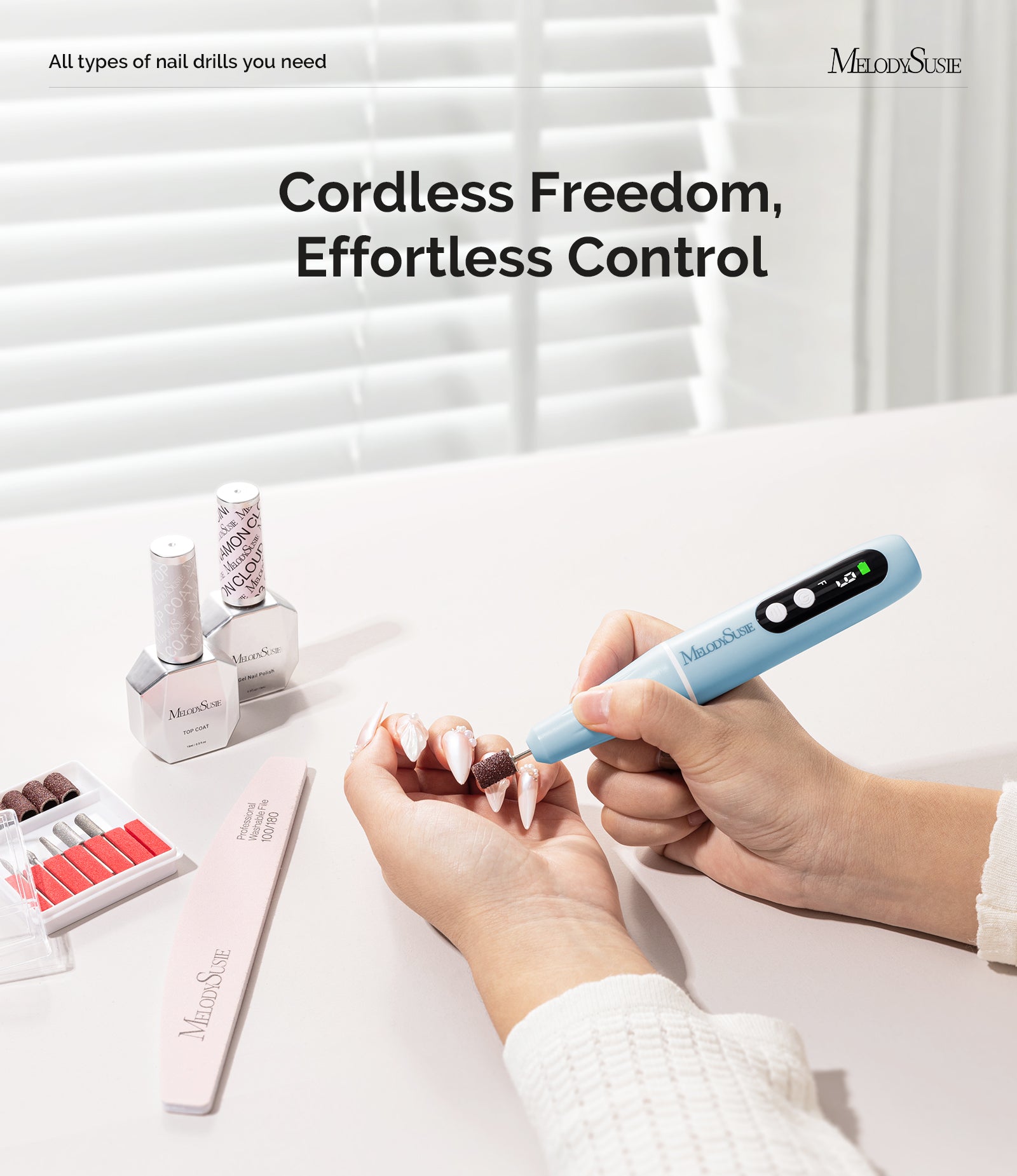 PC90G 20000RPM Portable Rechargeable Nail Drill - Blue