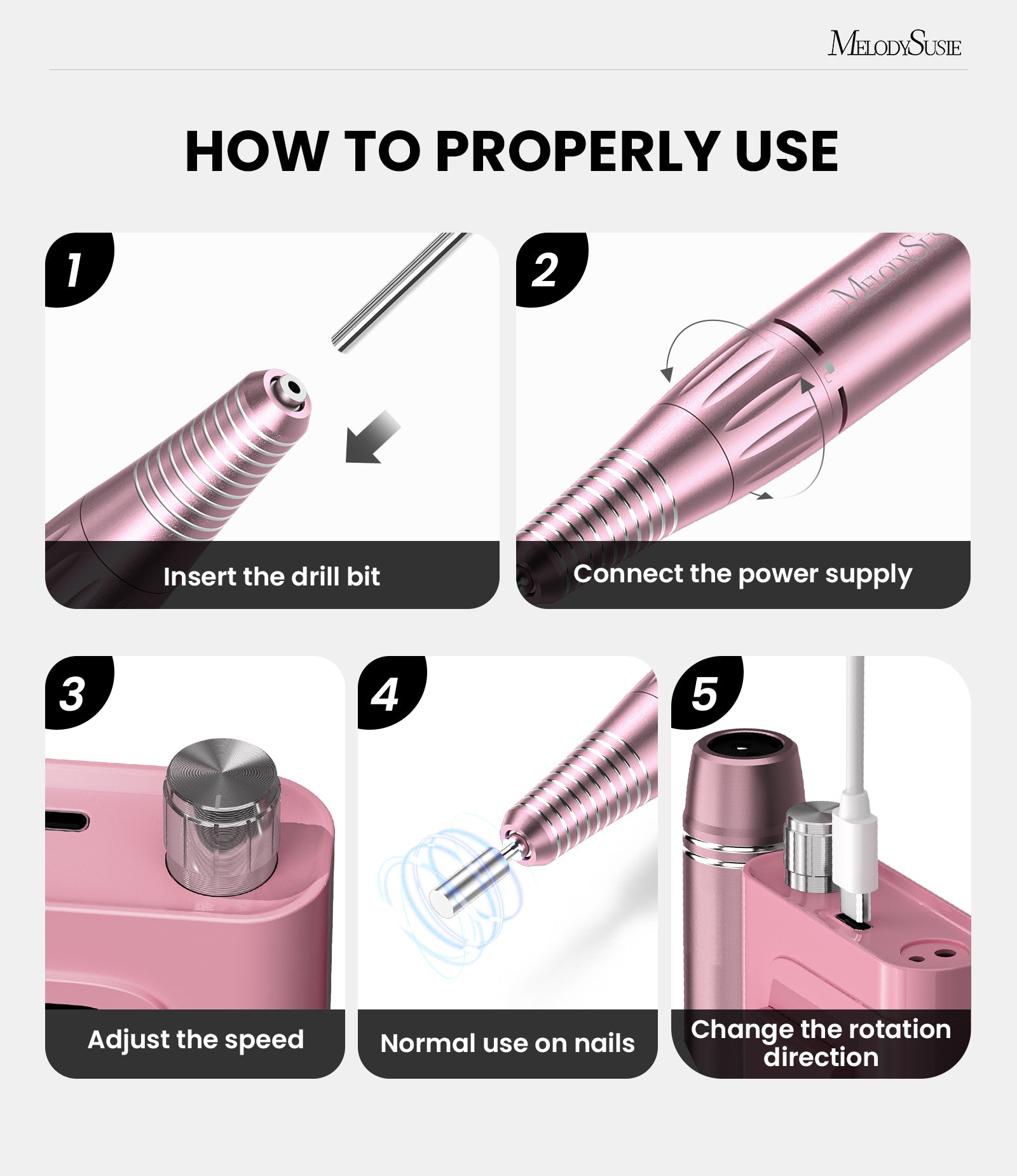 SC300E Clip-On Rechargeable Nail Drill 30,000RPM