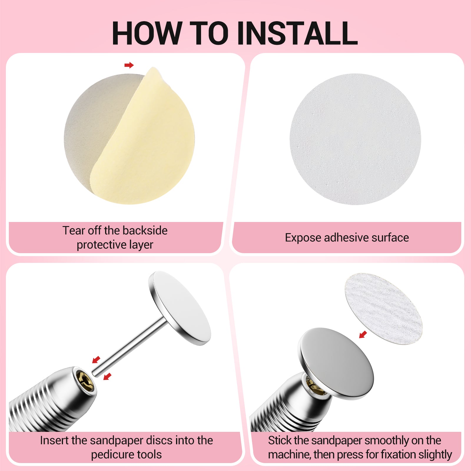 60 Pcs Replacement Sandpaper Discs with 25mm Metal Nail Drill Bit