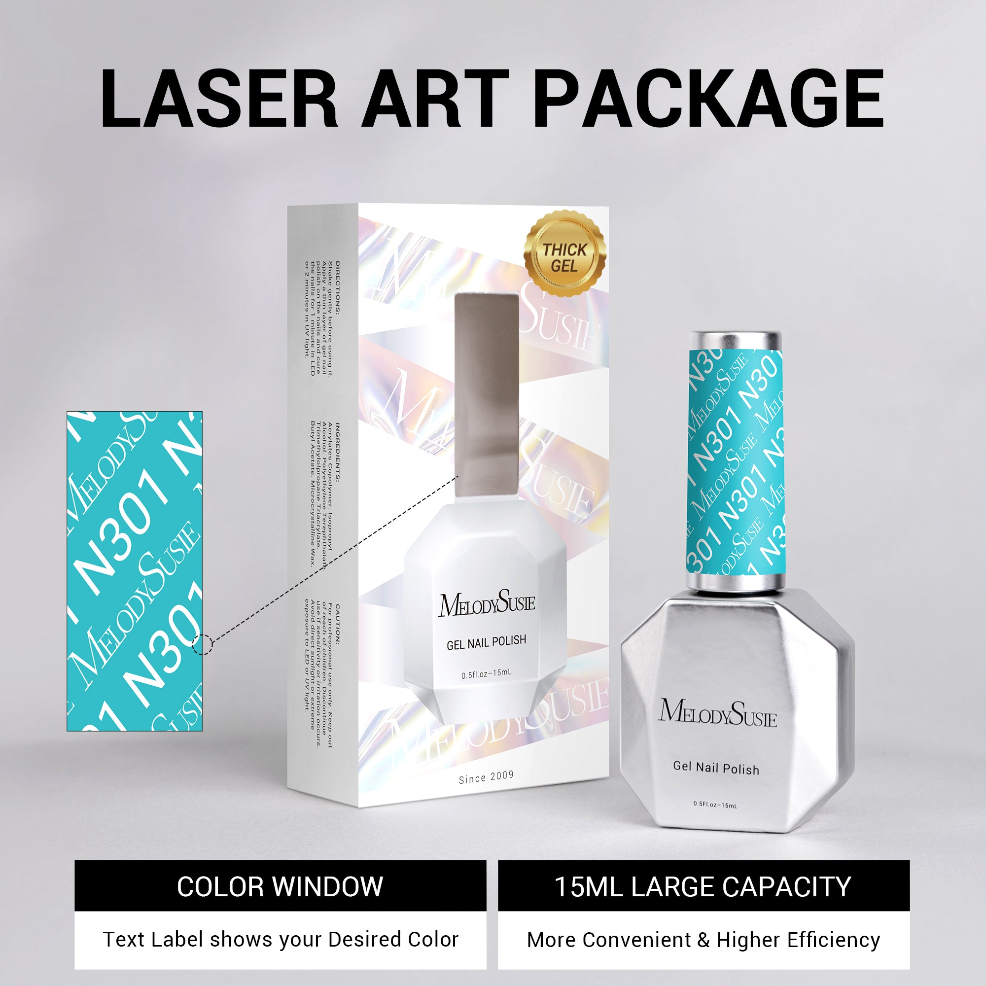 N301 Surf Blue - TPO-Free Thick Gel Nail Polish(15ml)