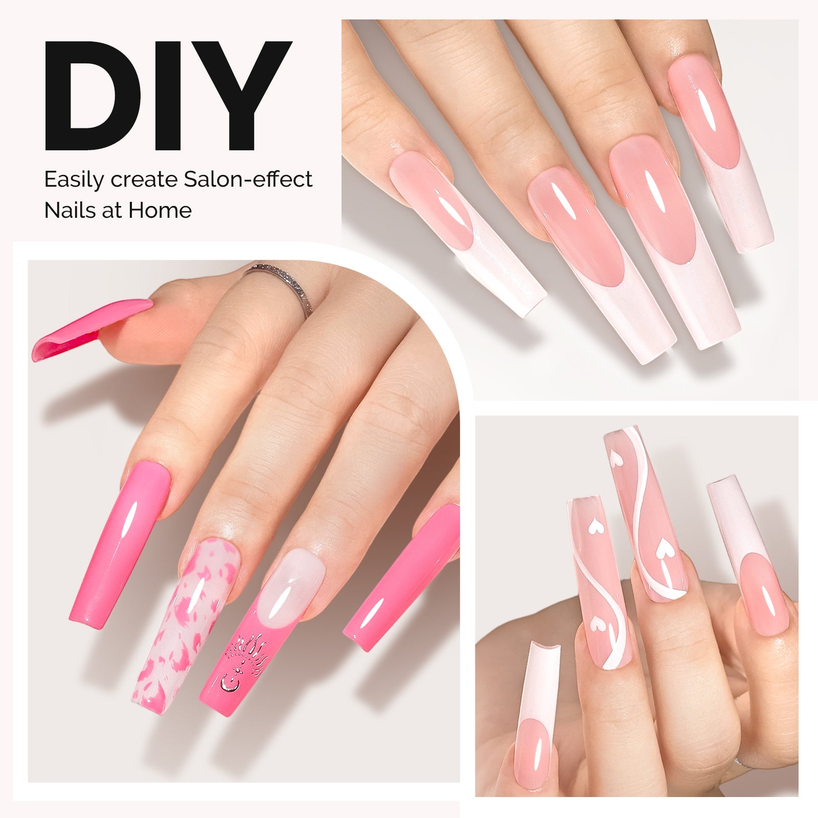 288Pcs Half Matte Clear Acrylic Full Cover Nail Tips