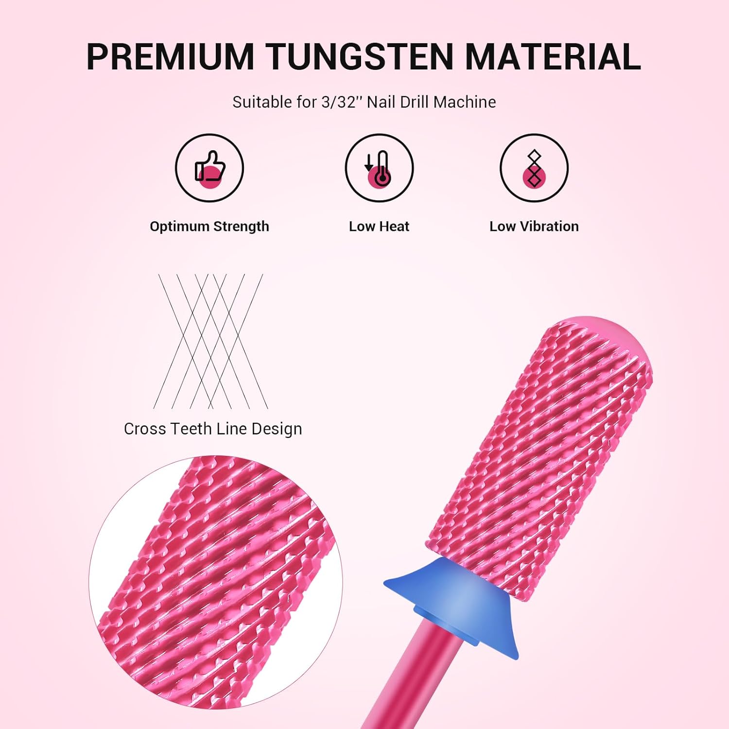 Small Barrel Smooth Top Tungsten Carbide Nail Drill Bits - Medium