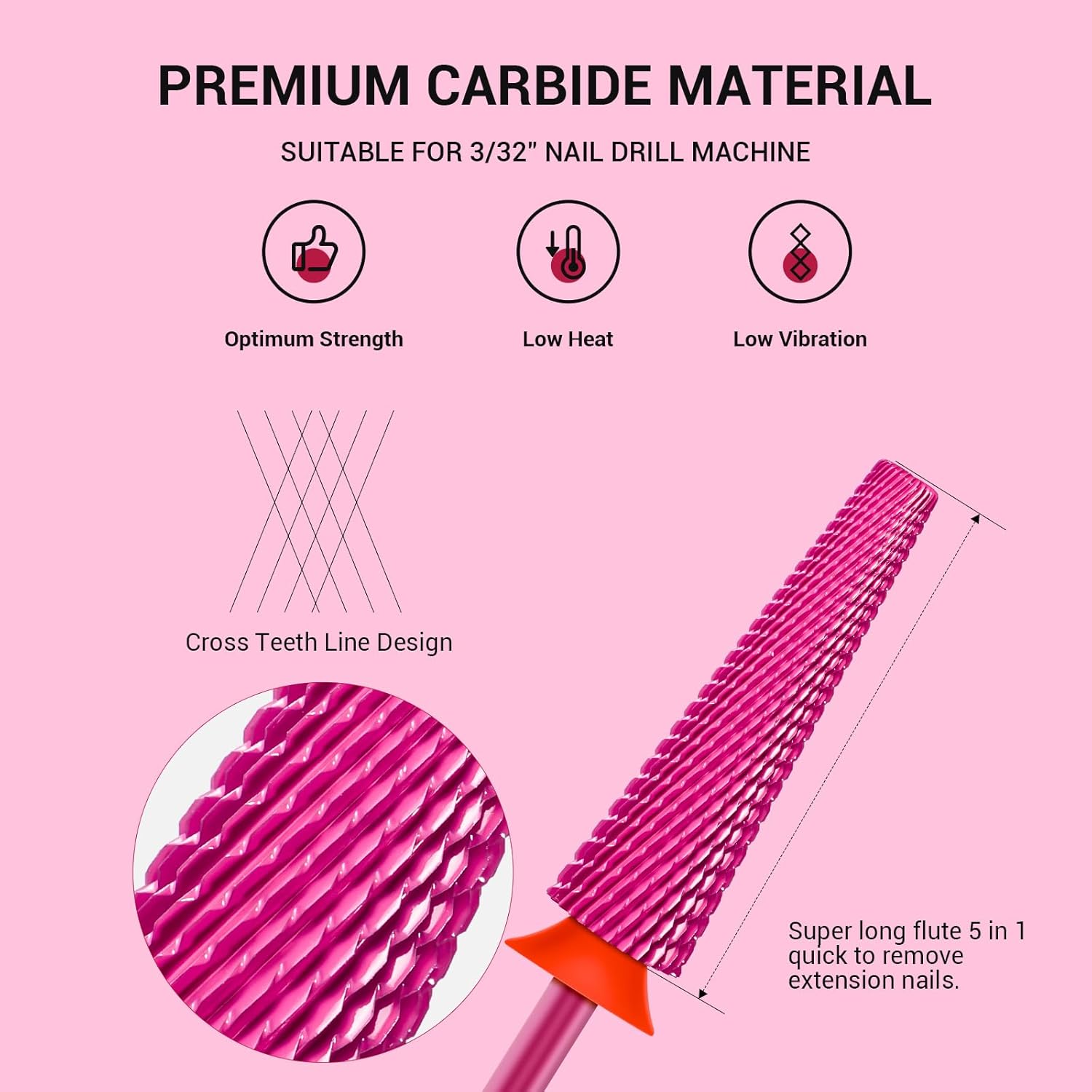Super Long 5 in 1 Tungsten Carbide Nail Drill Bit