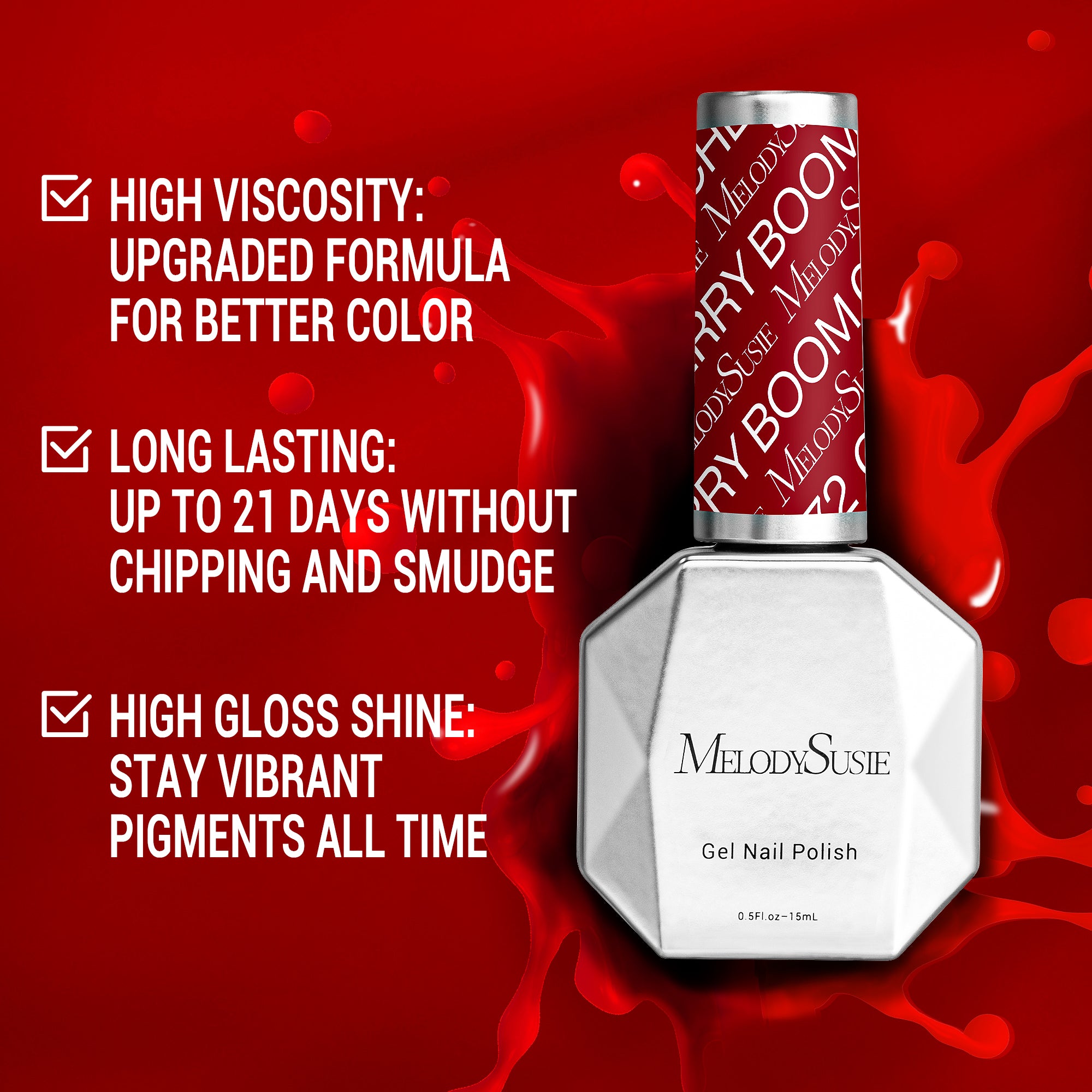 072 Cherry Boom - TPO-Free Thick Gel Nail Polish(15ml)