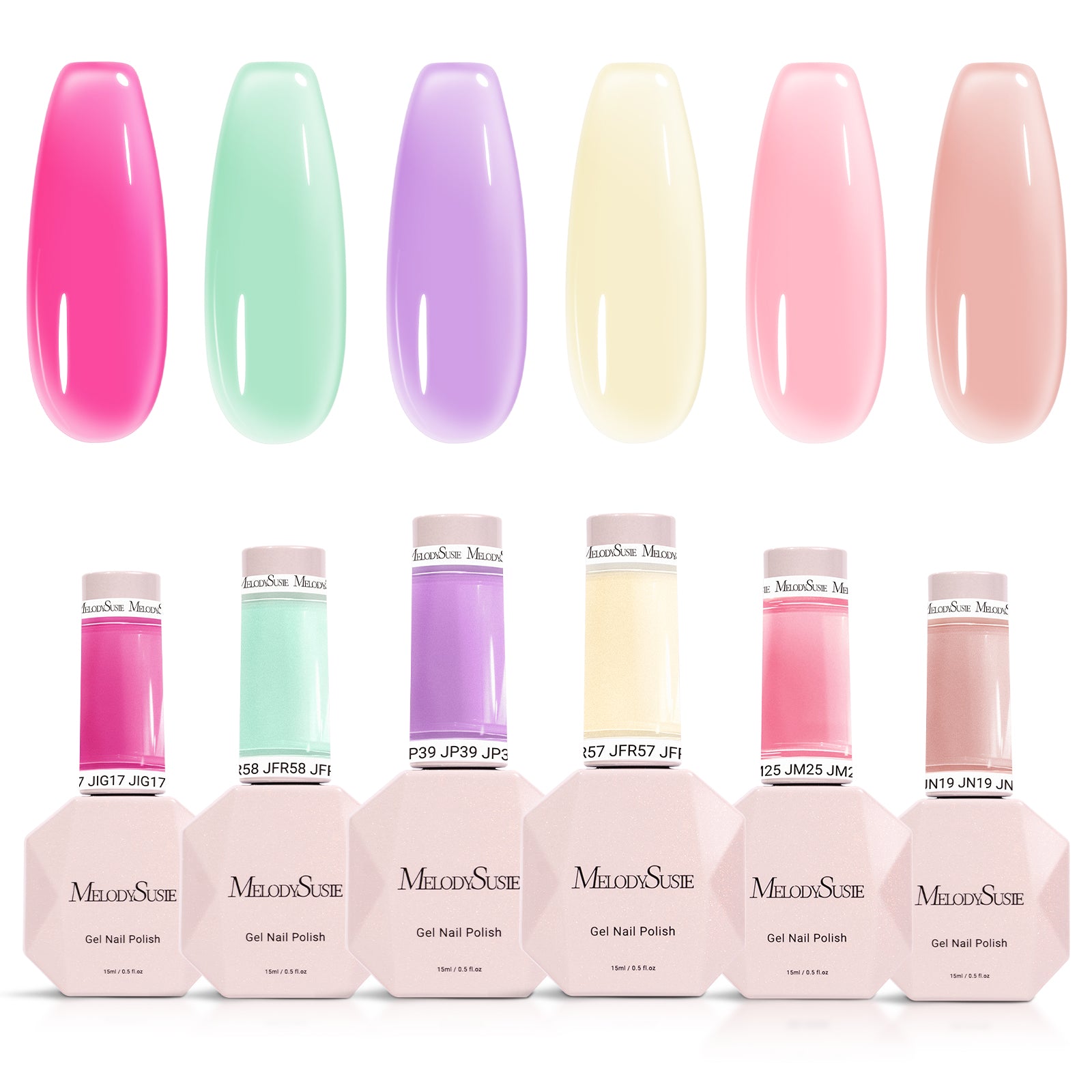 Jeweliver Jelly TPO-Free Gel Nail Polish Set 6 Colors 15ml - Warm Season