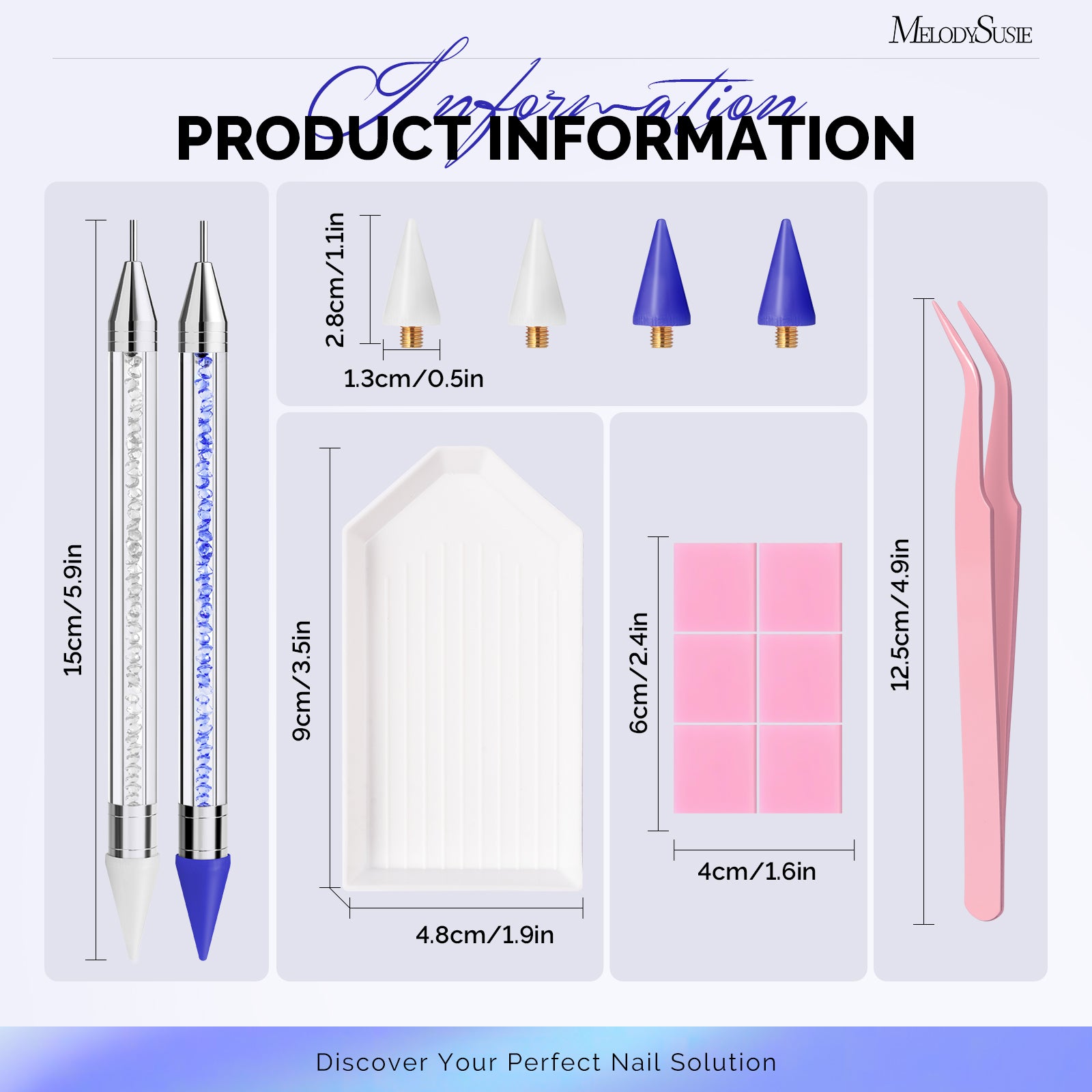 Nail Art Rhinestone Picker Tool Set - Blue & White - US ONLY