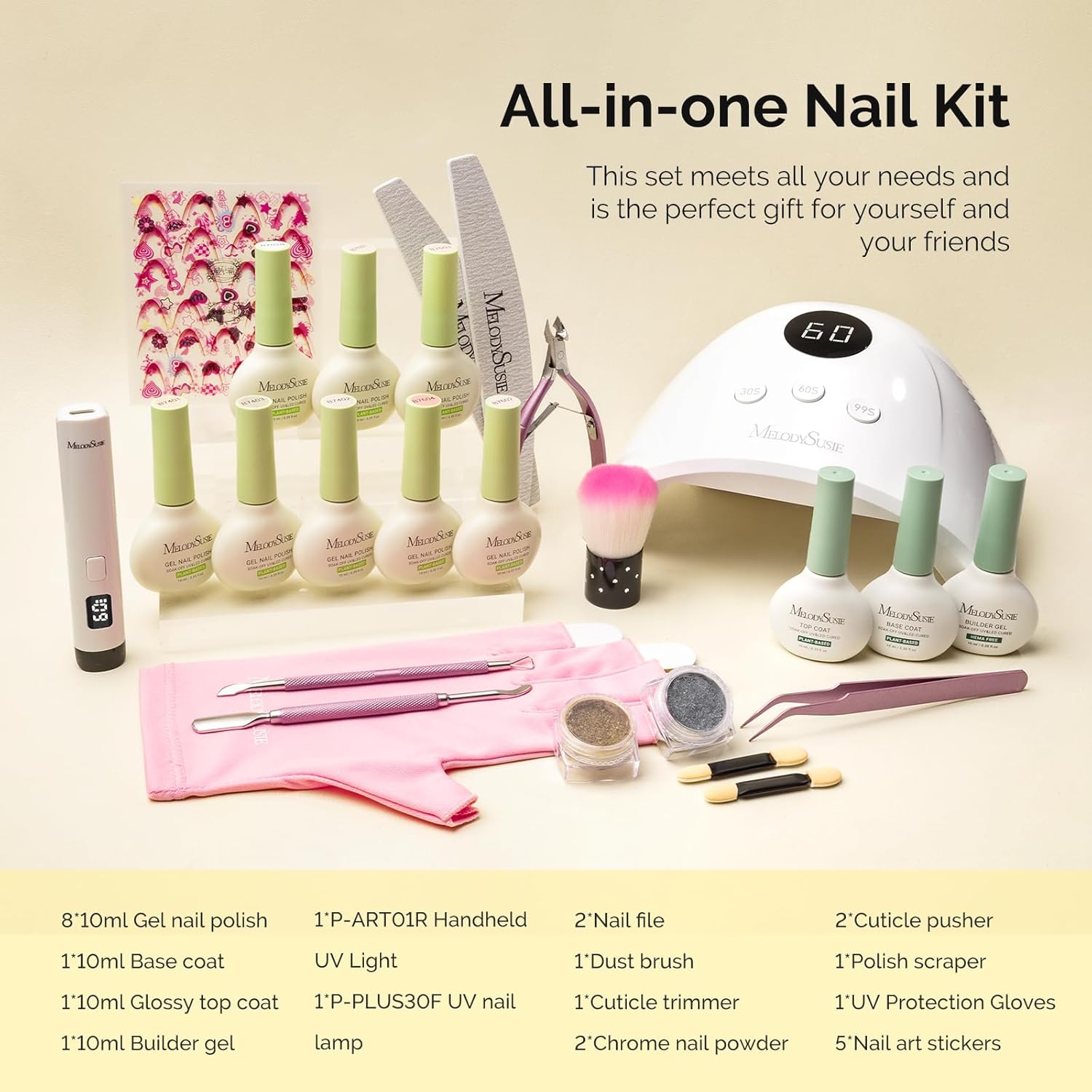Gel Nail Polish Kit with UV Nail Lamp - P-Plus30F