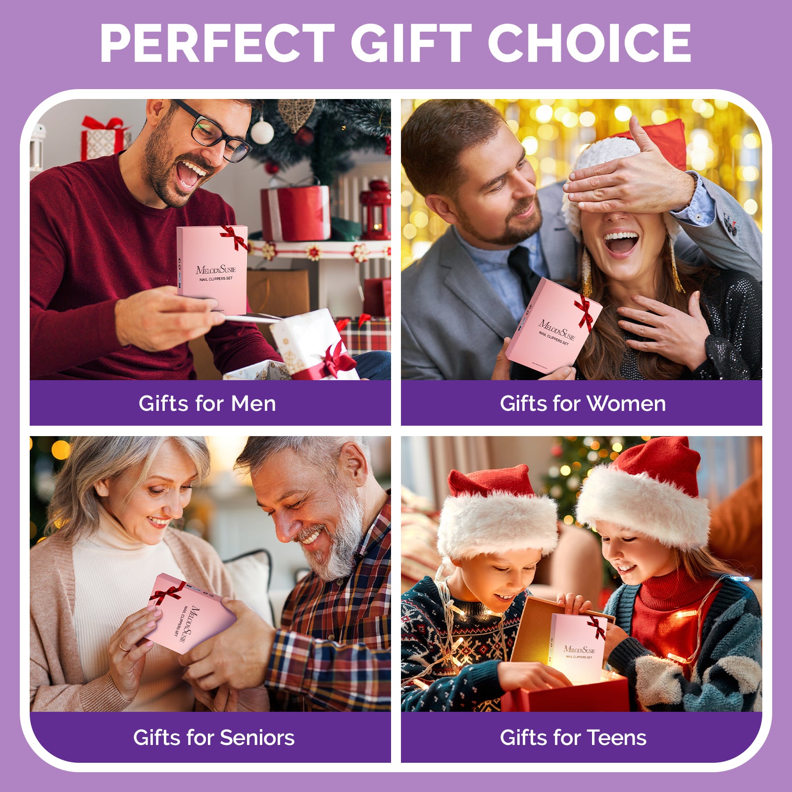 Stainless Steel Nail Clippers 4 in 1 Kit - Purple