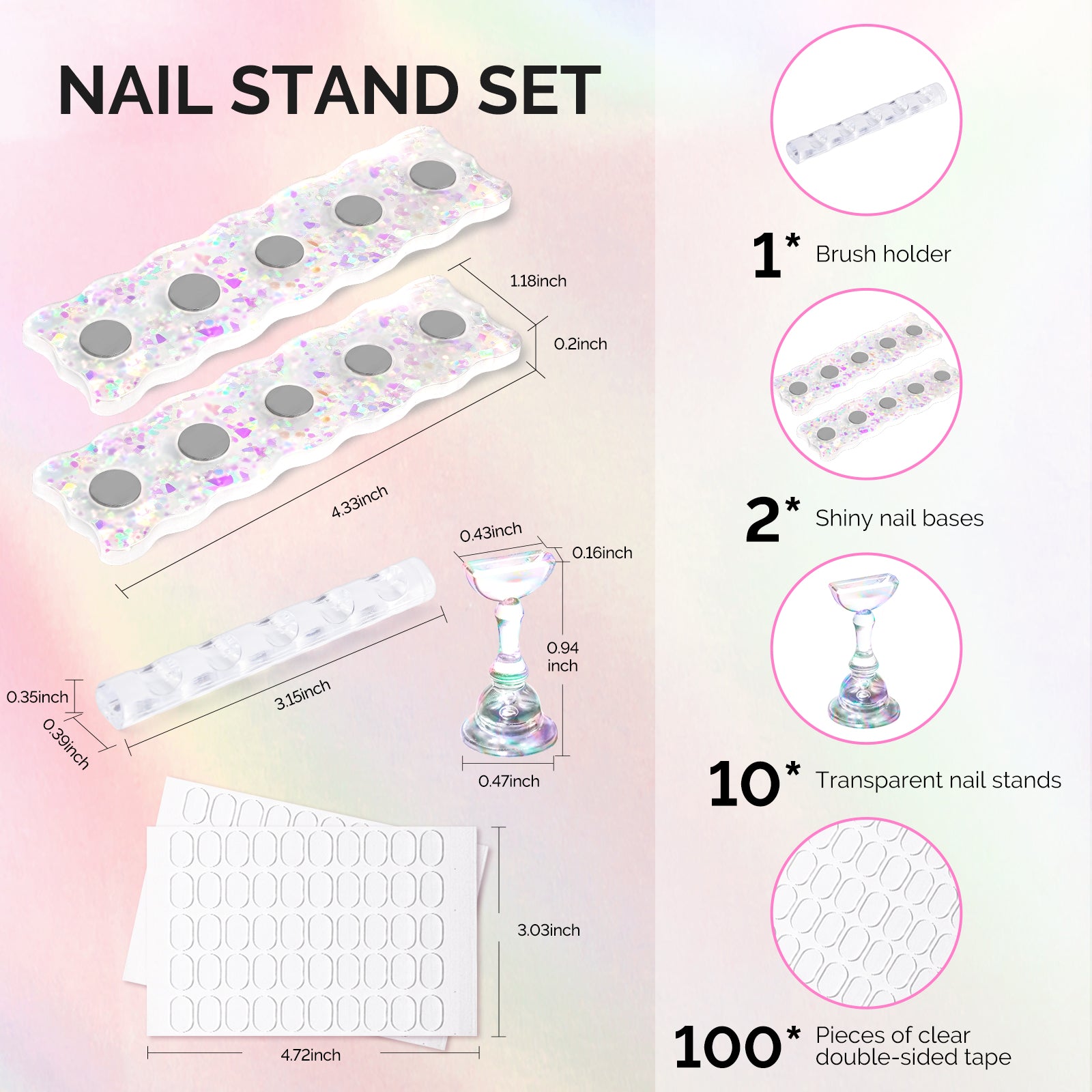 2-Set Acrylic Magnetic Base Nail Stand for Press Ons