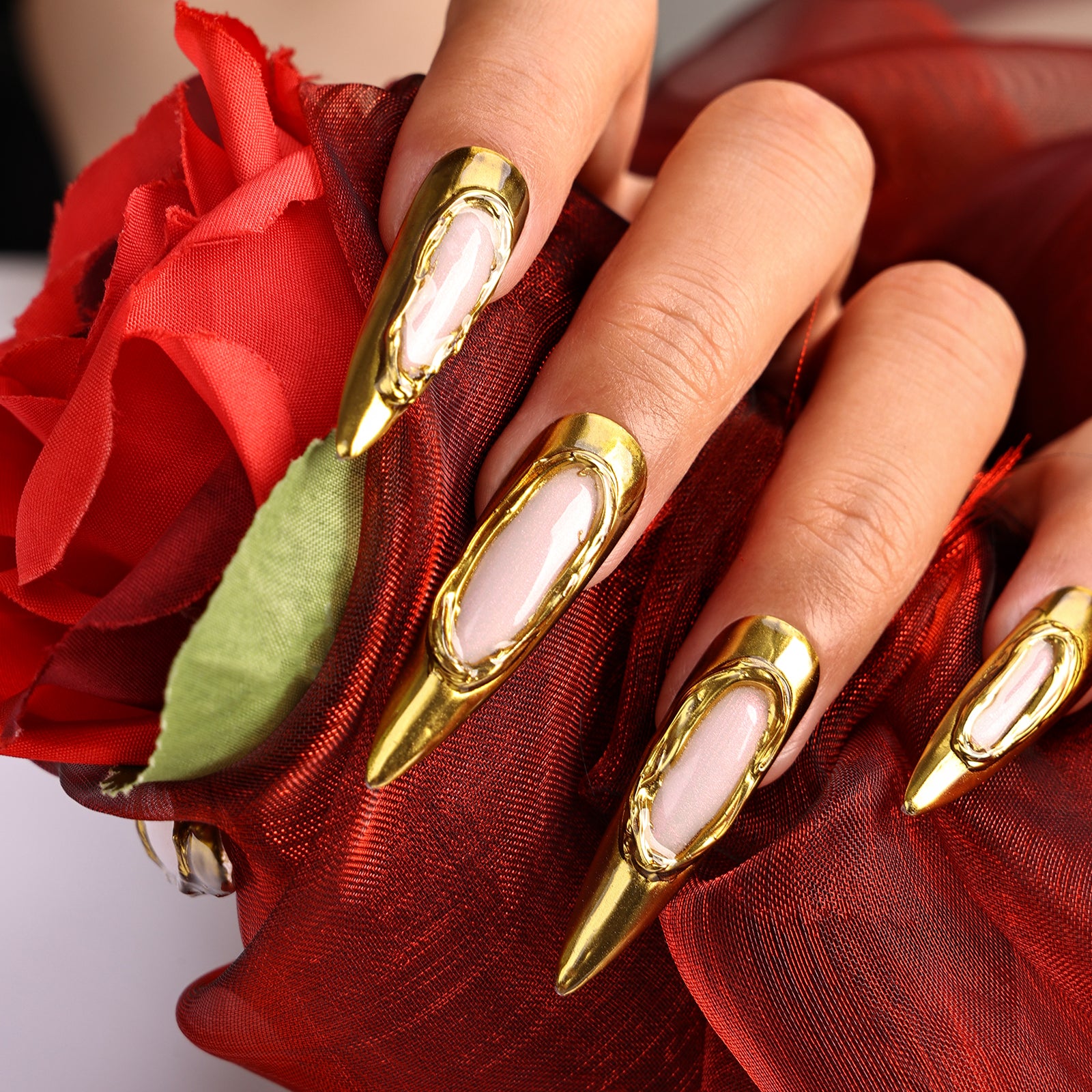 Metallic Marvel Stiletto Long Press On Nails | MelodySusie