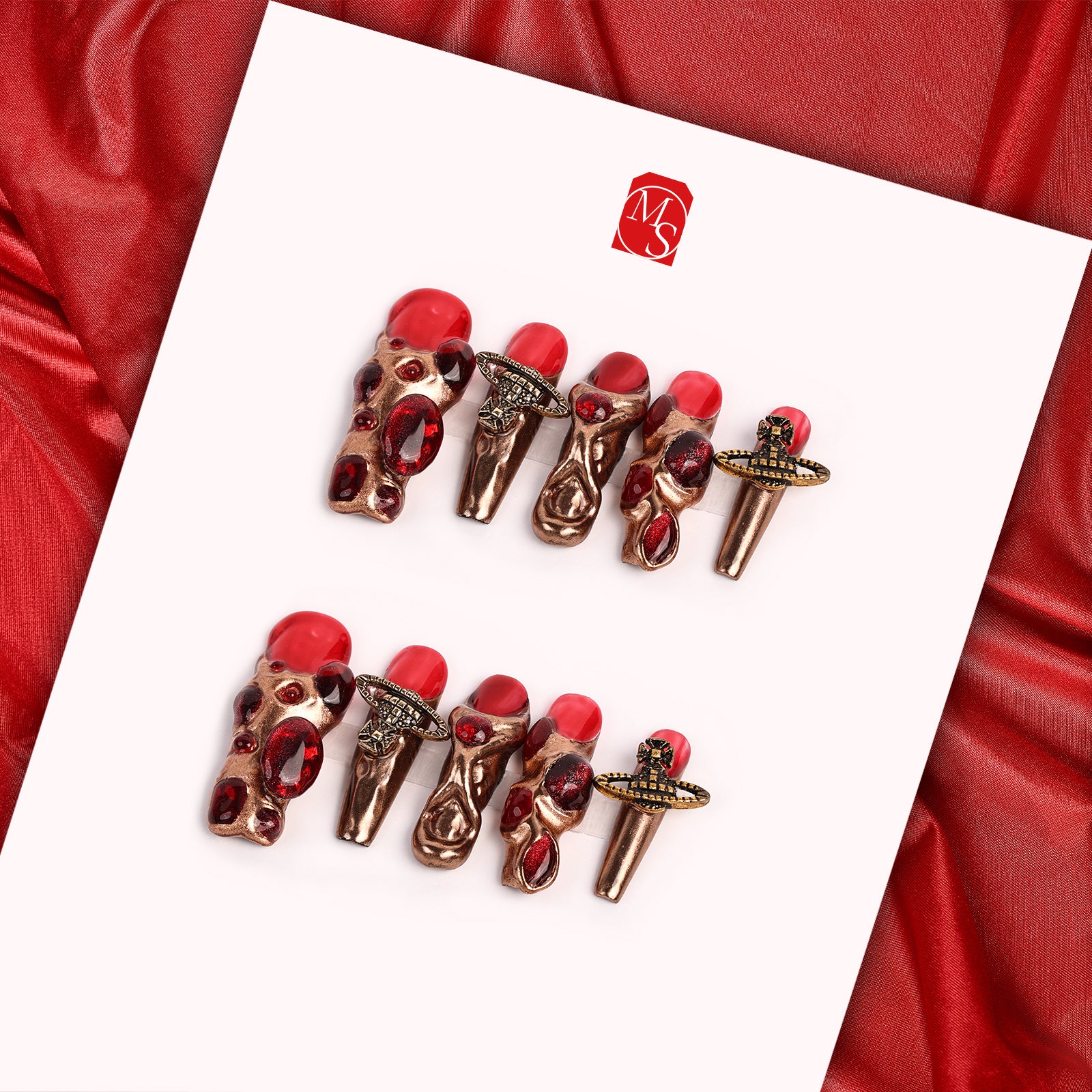 Garnet Glamour Square Xtreme Press On Nails | MelodySusie