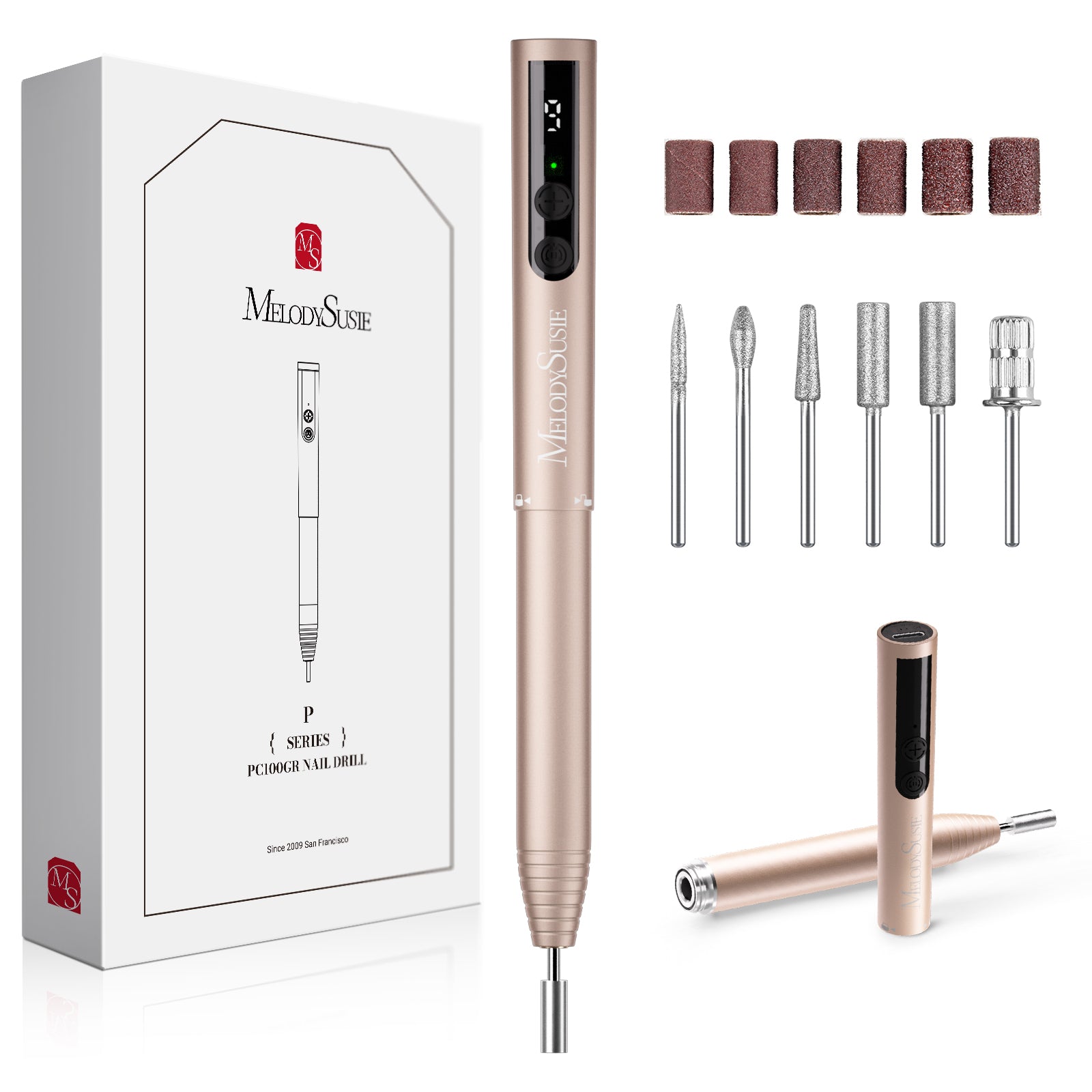 PocketNail PC100GR/PC100G Pen-Shaped Innovative Portable Rechargeable Nail Drill 20,000RPM