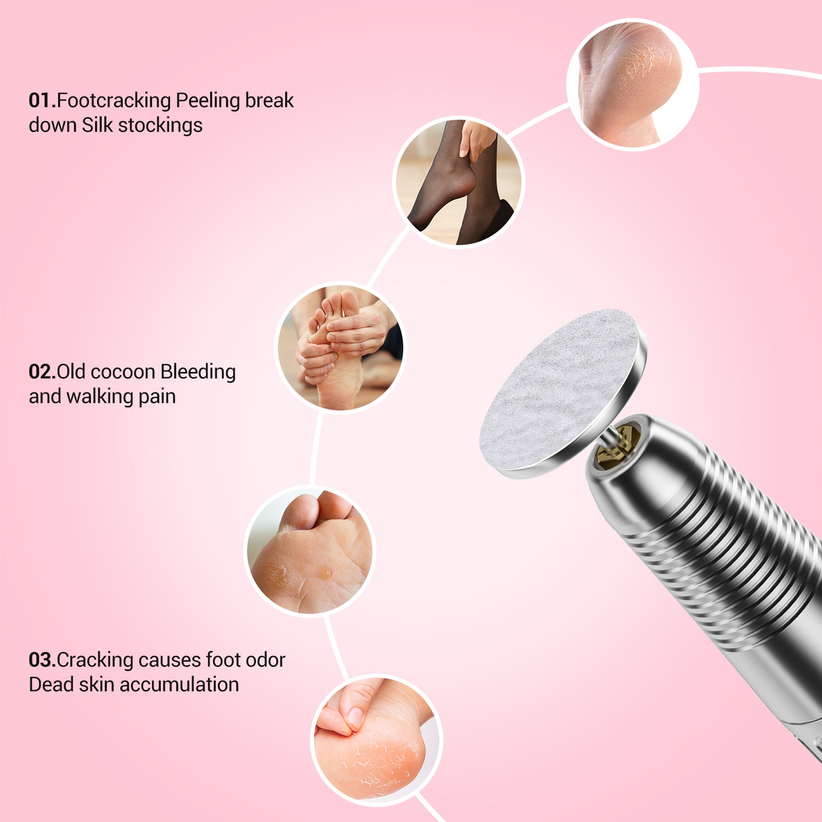 60 Pcs Replacement Sandpaper Discs with 25mm Metal Nail Drill Bit