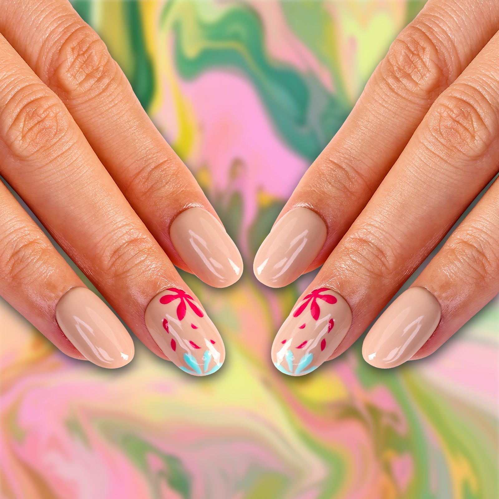 Bursting Bloom Special Short Squoval Press On Nails | MelodySusie