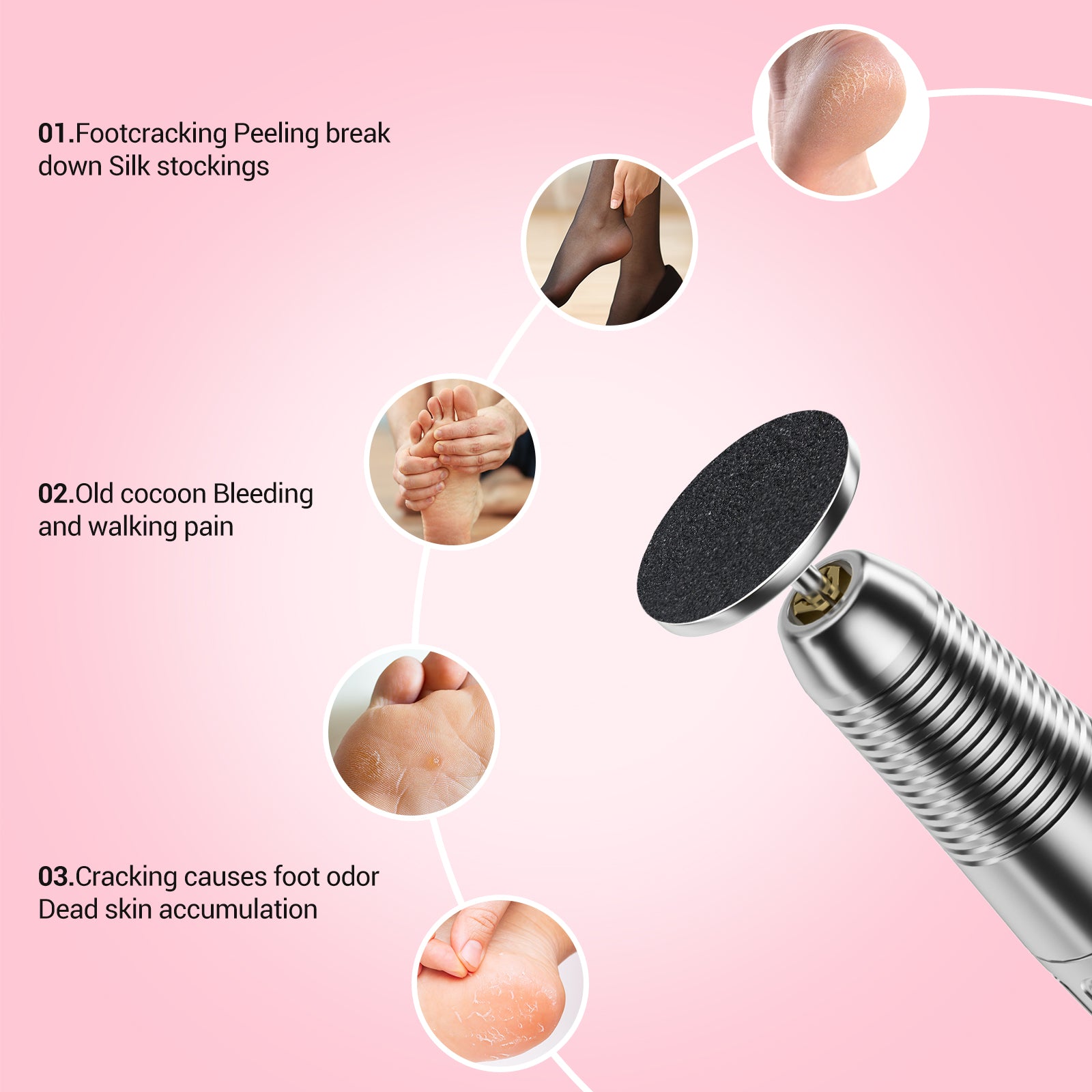 60 Pcs Replacement Sandpaper Discs with 25mm Metal Nail Drill Bit