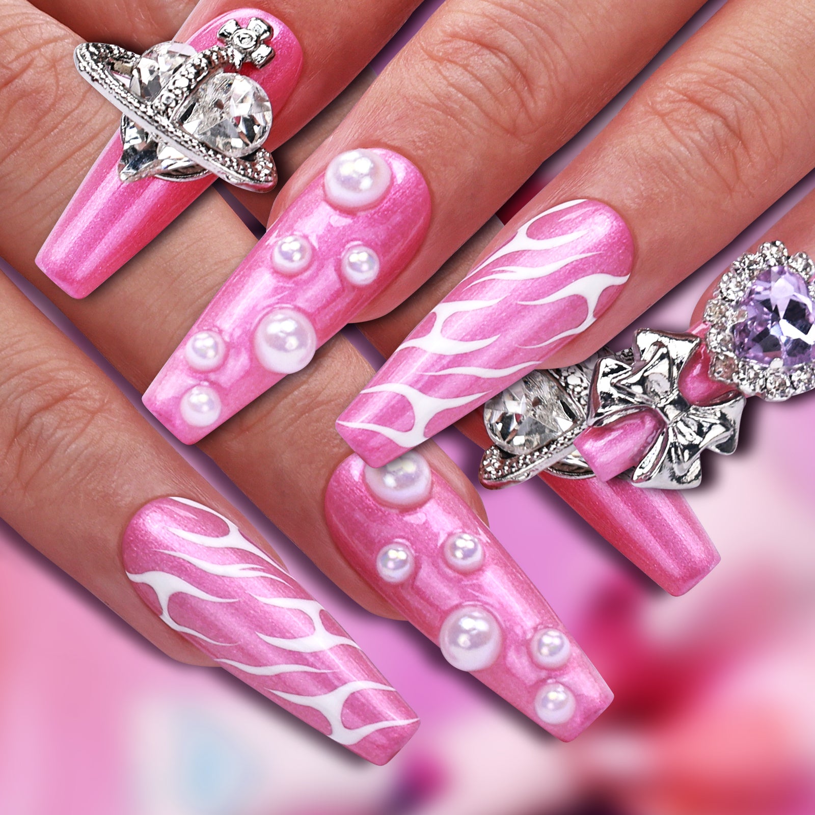 Diamond Diva Coffin Medium Press On Nails | MelodySusie