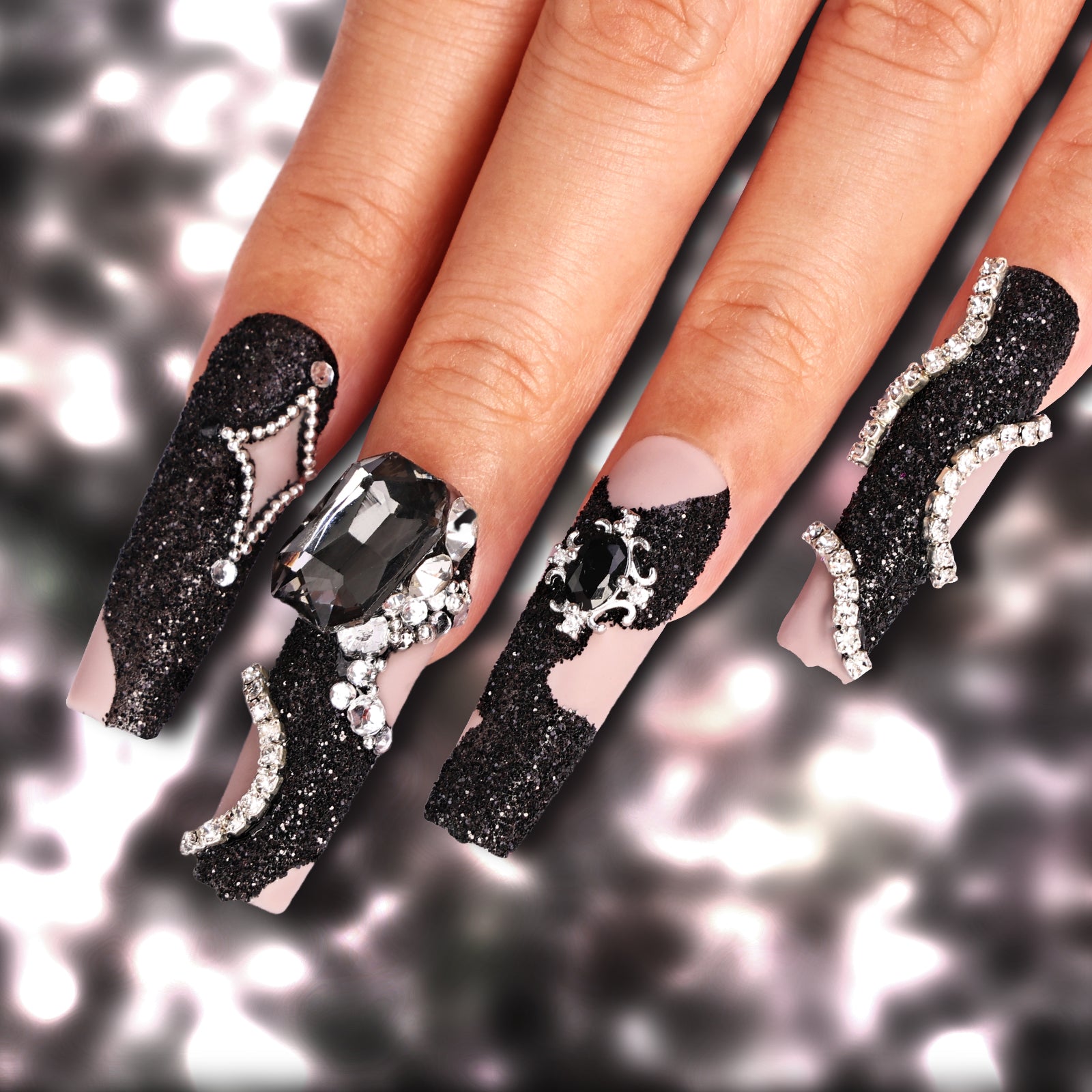 Midnight Mirage Coffin Long Press On Nails | MelodySusie