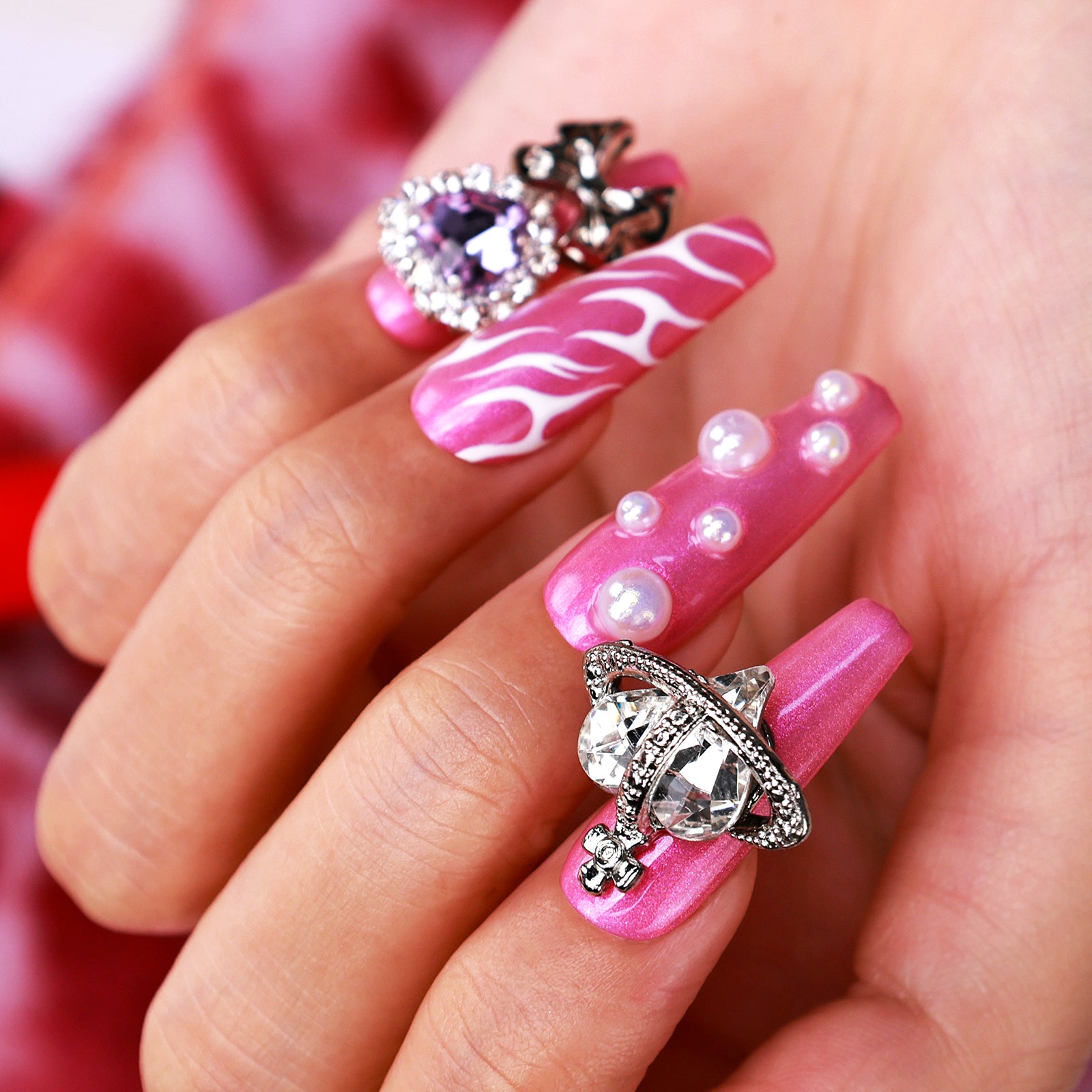 Diamond Diva Coffin Medium Press On Nails | MelodySusie
