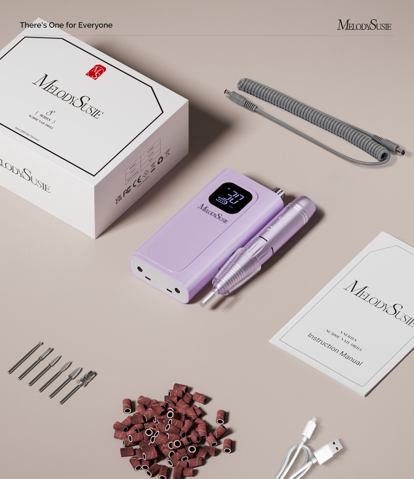 SC300F Rechargeable Nail Drill 30000RPM - Purple