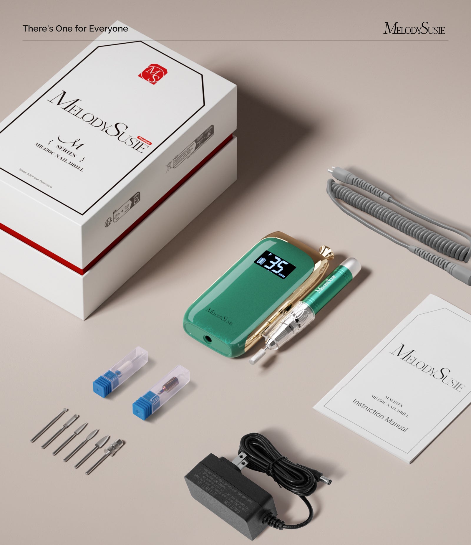 Jade Plus(MB450C) Clip-On Professional Vintage-Style Rechargeable Nail Drill 35,000RPM