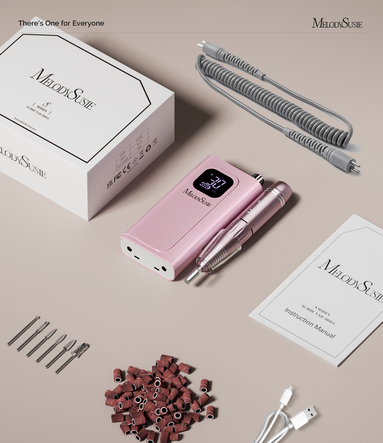 SC300F Clip-On Rechargeable Nail Drill 30,000RPM - Pink