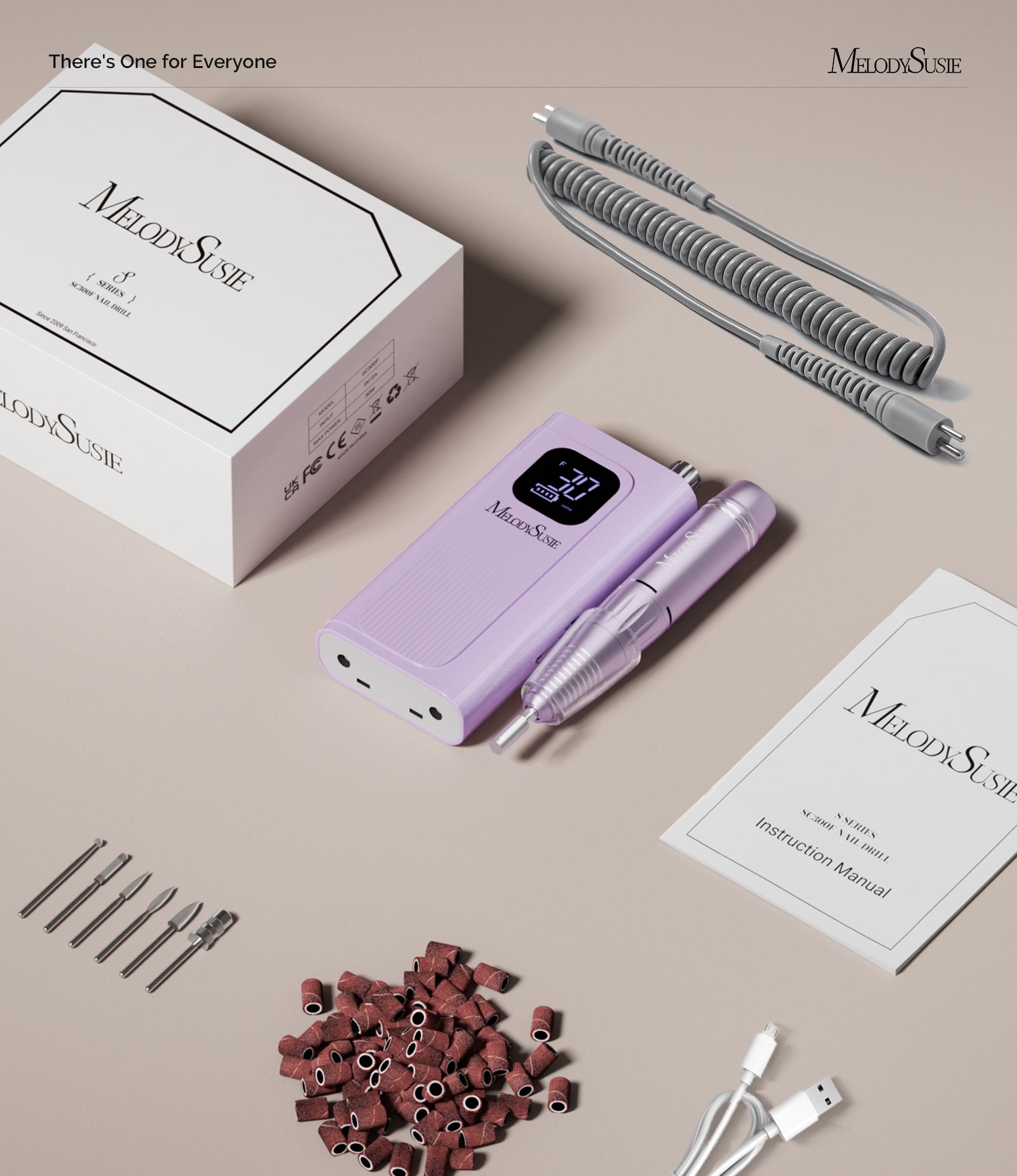 SC300F Clip-On Rechargeable Nail Drill 30,000RPM - Purple