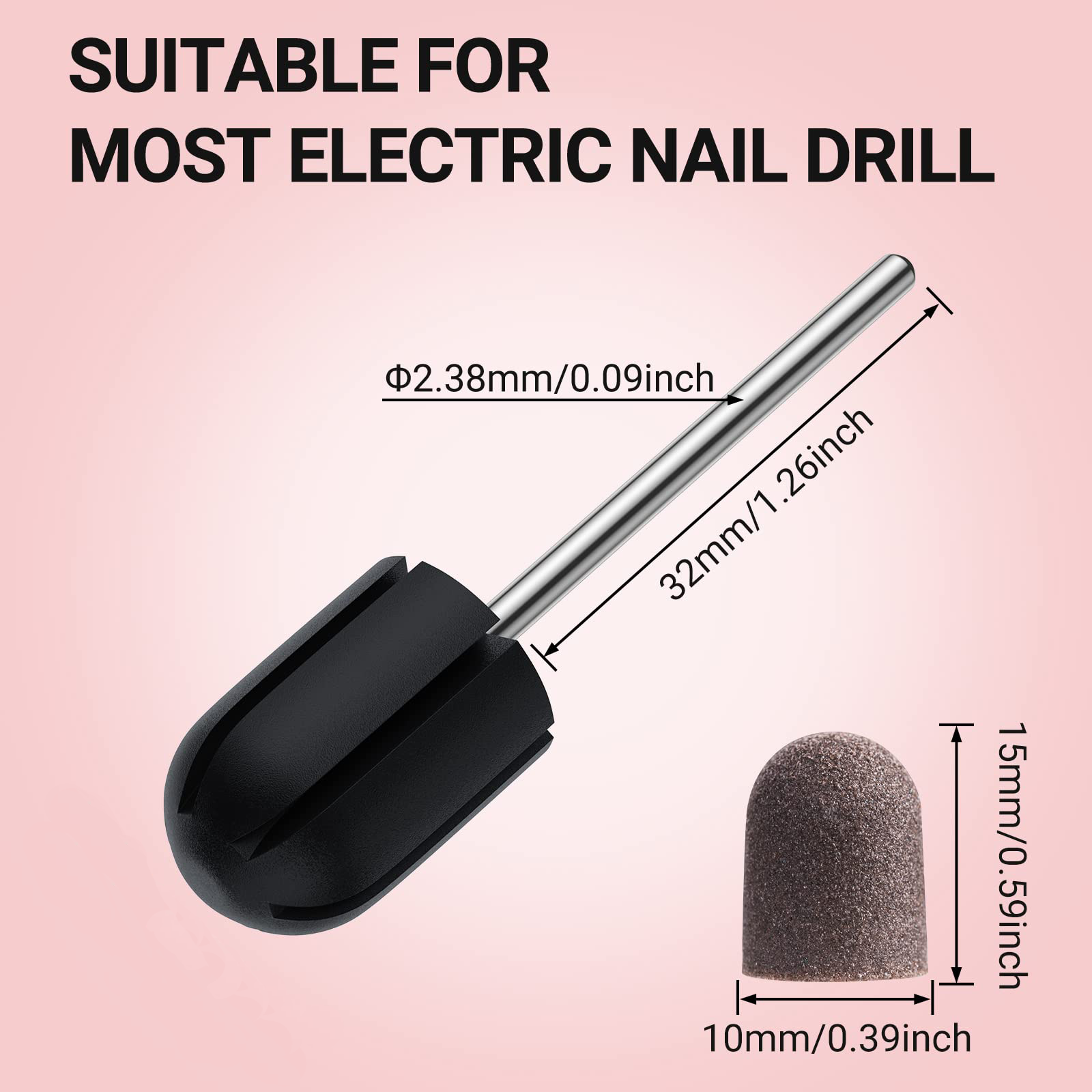 Nail Sanding Caps With A Rubber Mandrel Bit Brown-10mm