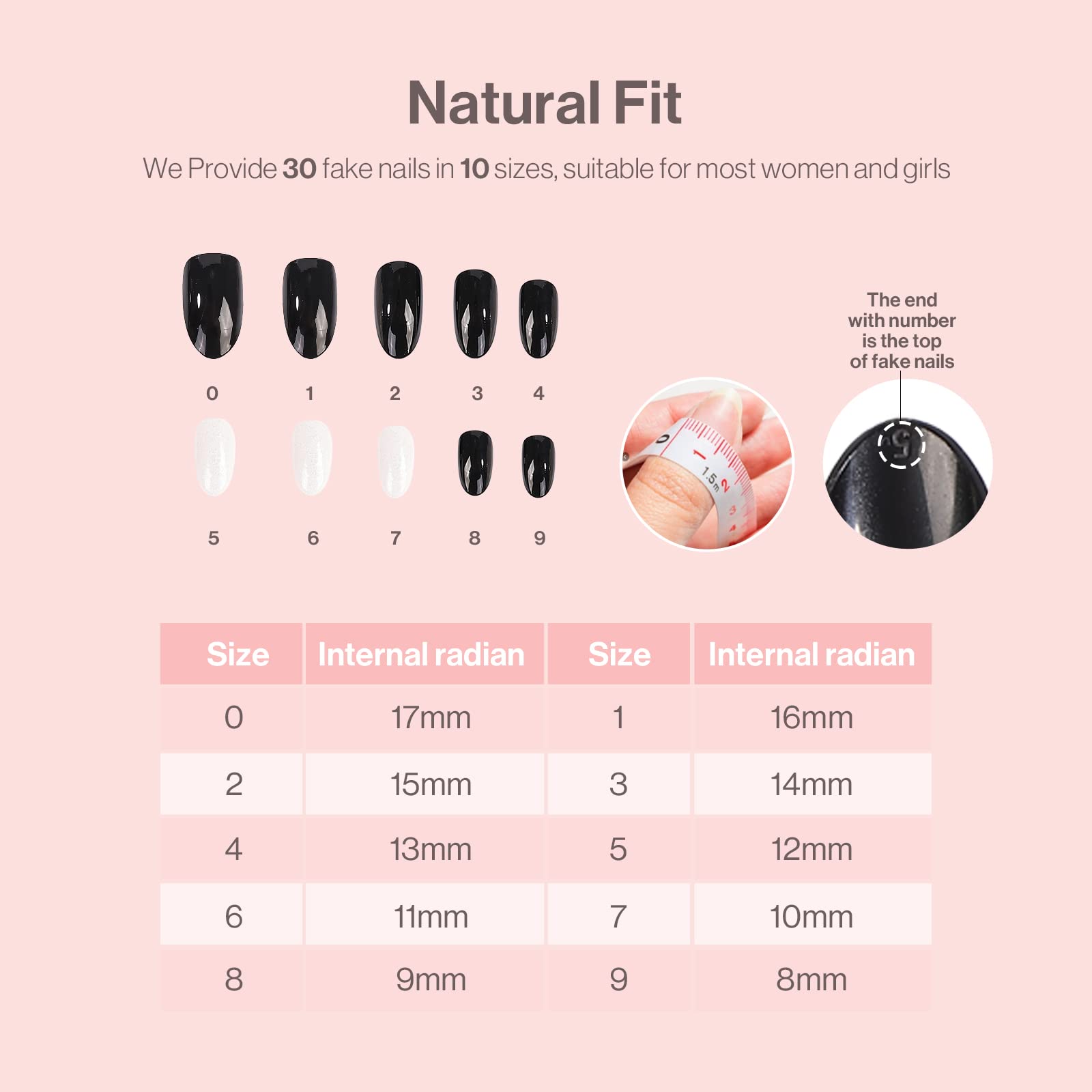 Acrylic Press On Nails - Short Almond Shape Classic Black