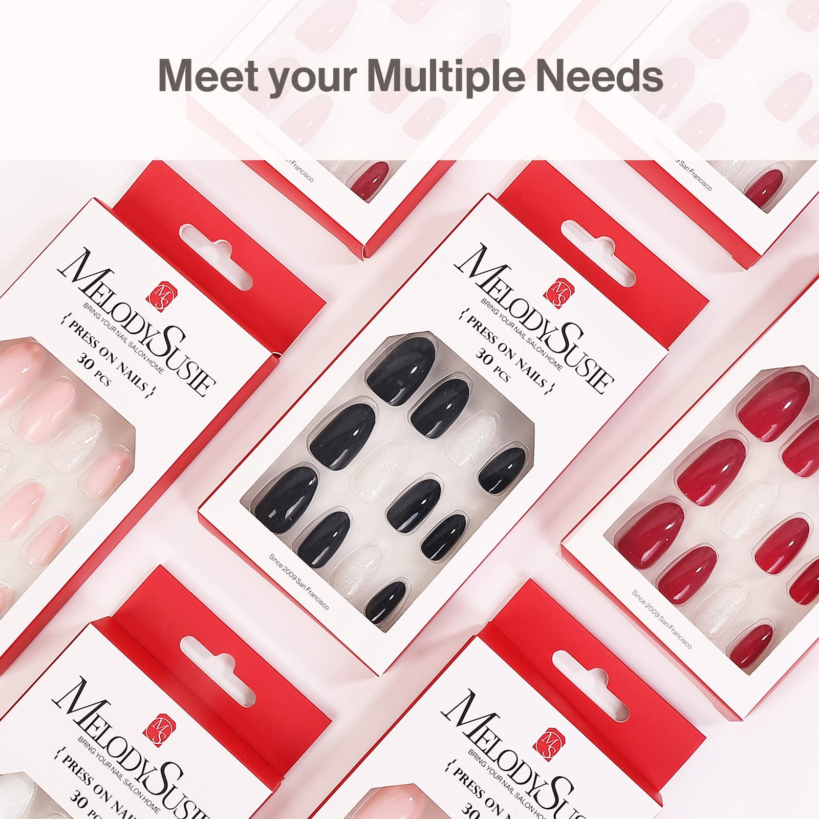 Acrylic Press On Nails - Short Almond Shape Classic Black