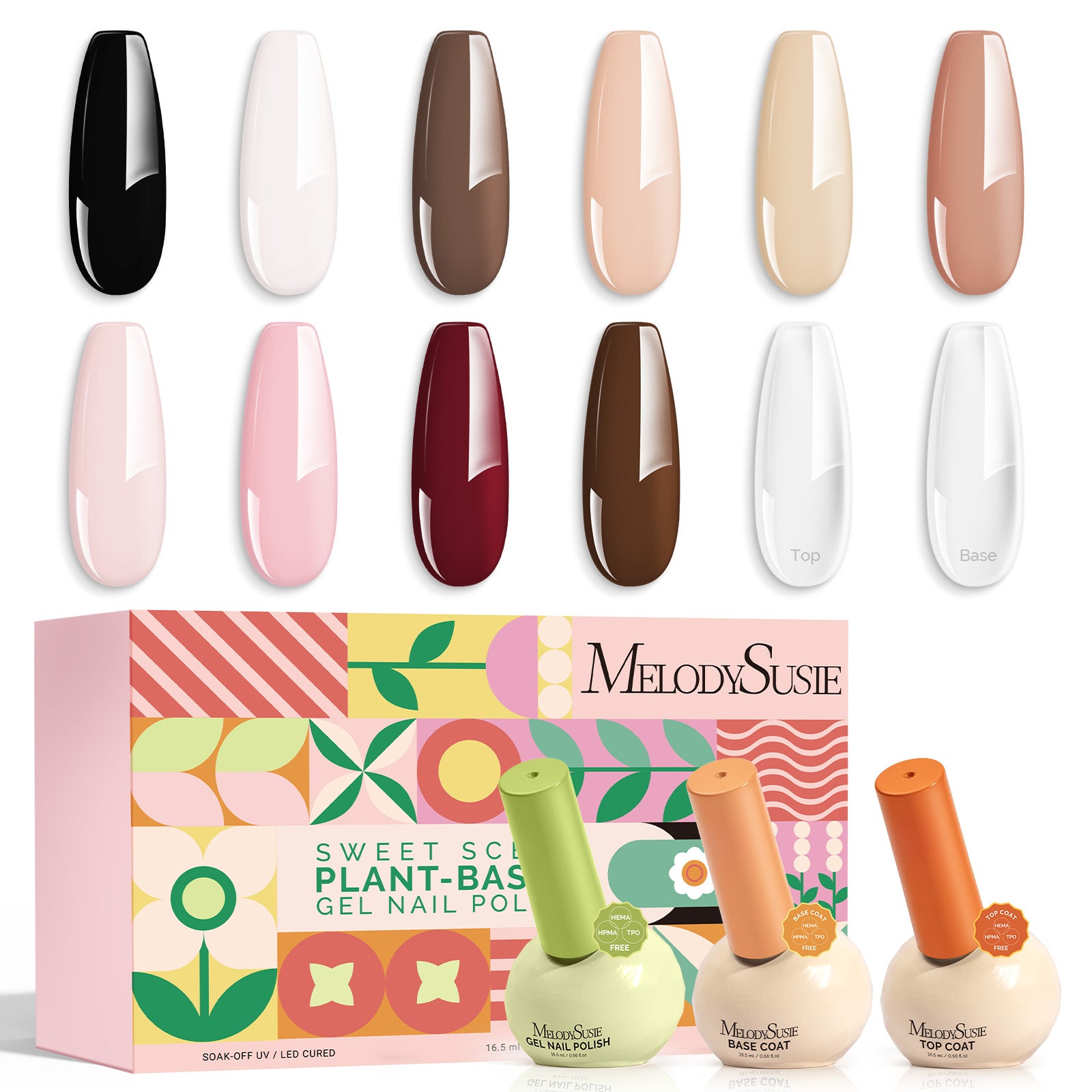 Plant-Based HEMA-Free & HPMA-Free & TPO-Free Gel Nail Polish 12Pcs Cla