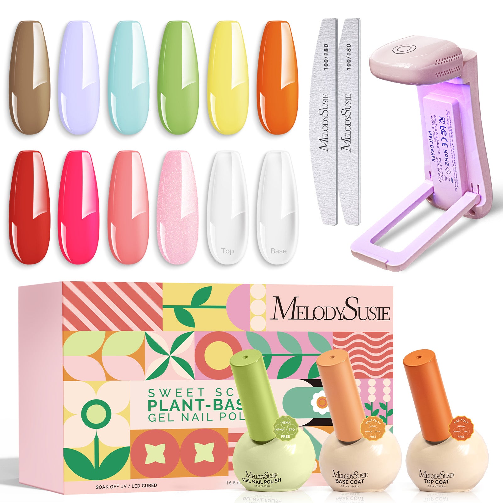 Sweet-Scent Plant-Based HEMA-Free & HPMA-Free & TPO-Free Gel Nail Polish 12Pcs Dopamine Set