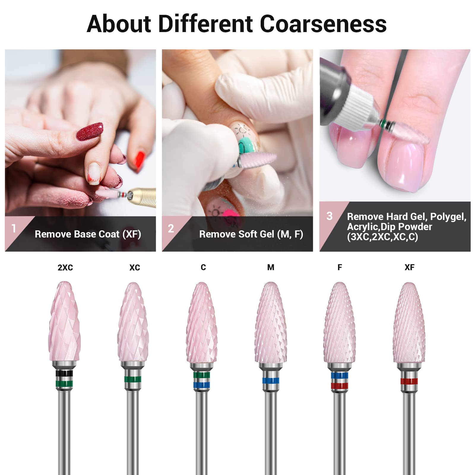 Ceramic Nail Drill Bits Pink