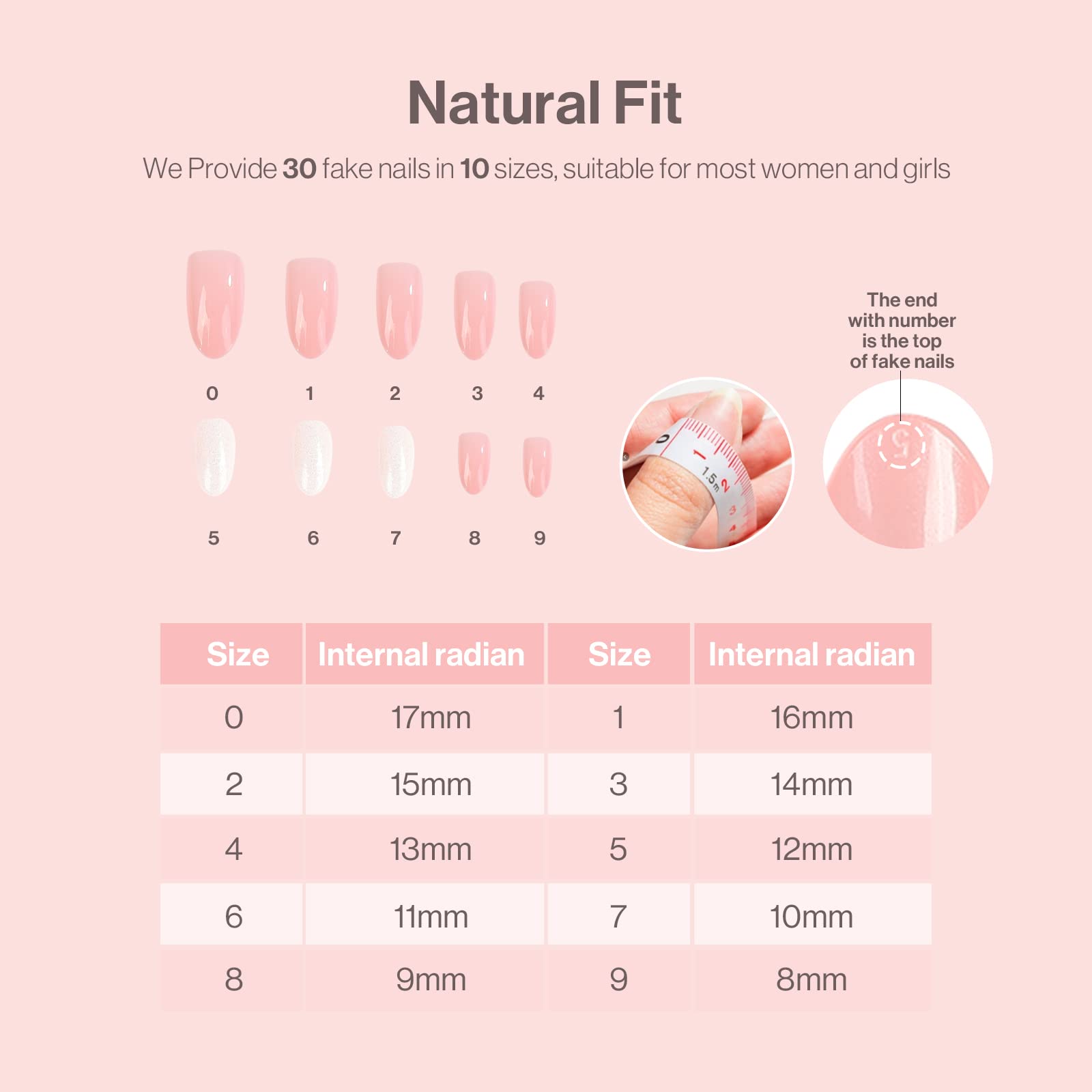 Acrylic Press On Nails - Short Almond Shape Fantasy Pink