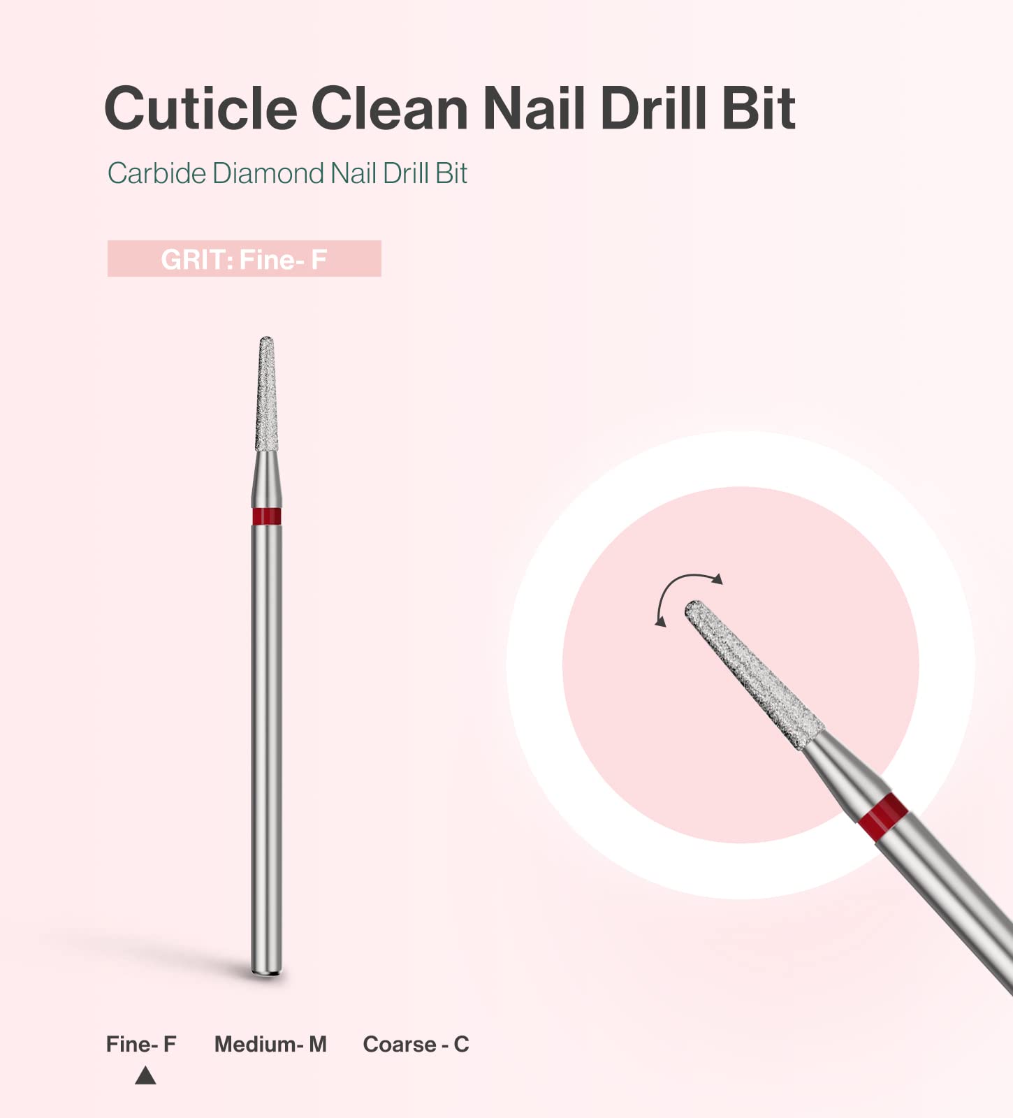 1.8mm Round Tapered Carbide Diamond Under Nail Cleaner Nail Drill Bit