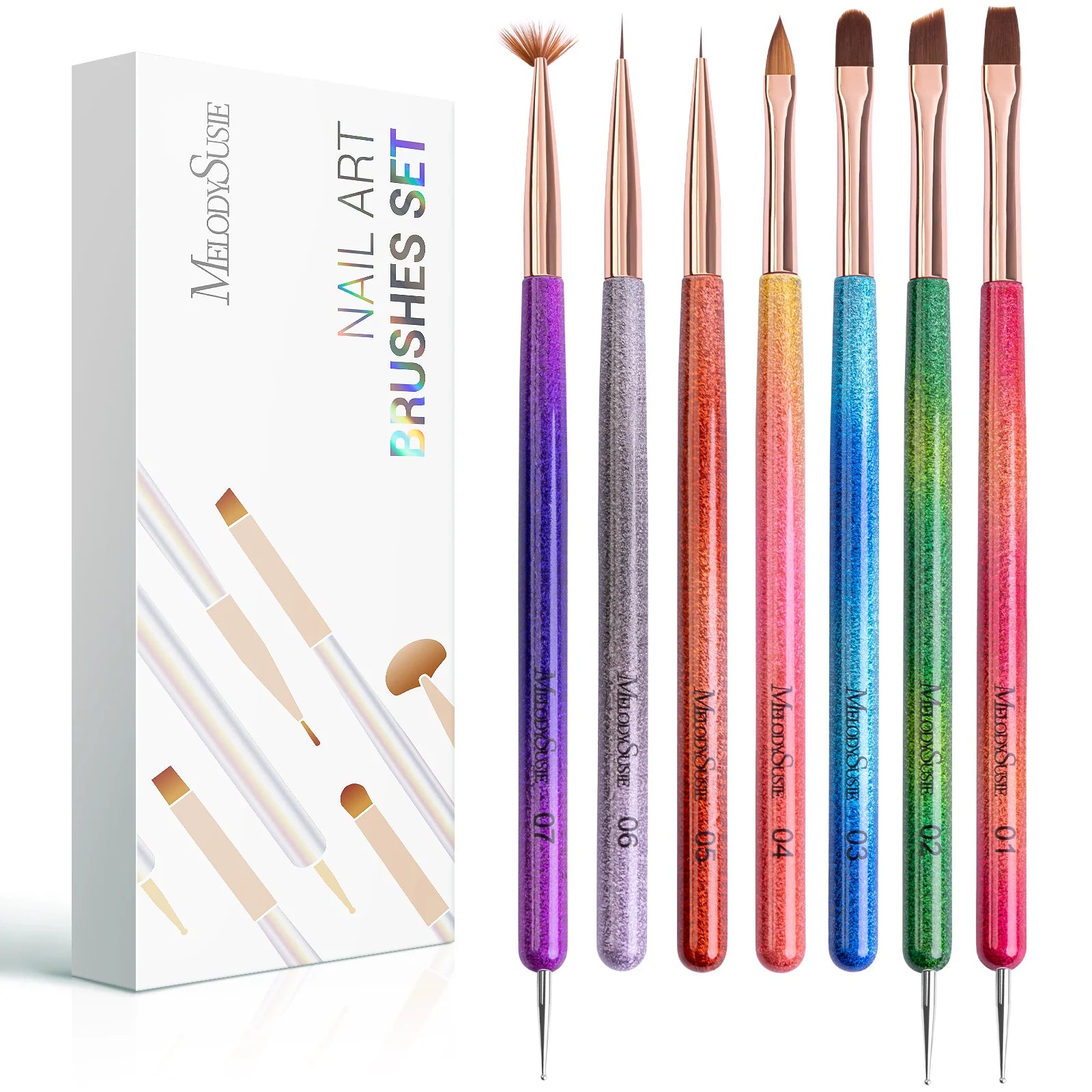 Acrylic Nail Brush Set (3Pcs) - Pink