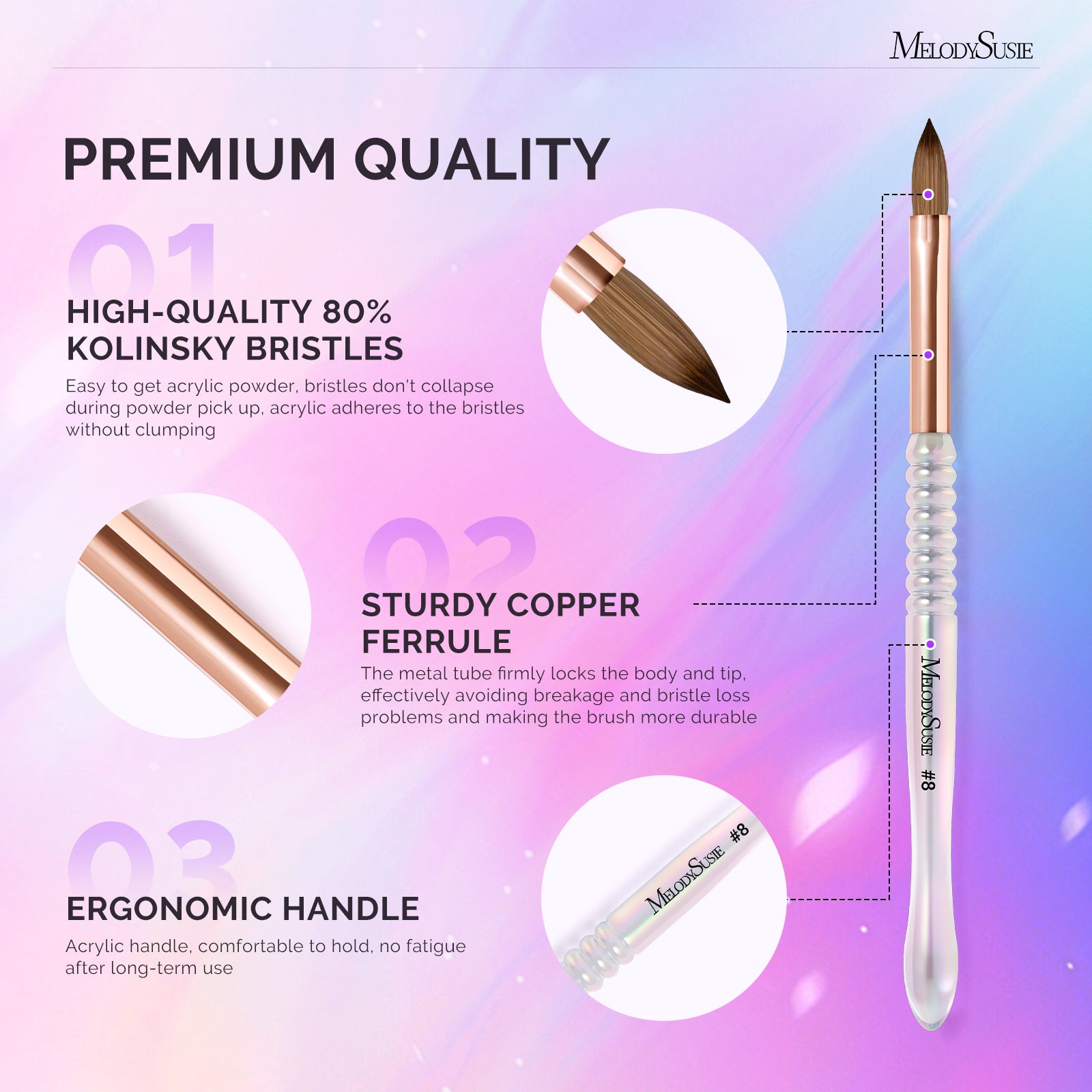 80% Kolinsky Acrylic Nail Brush