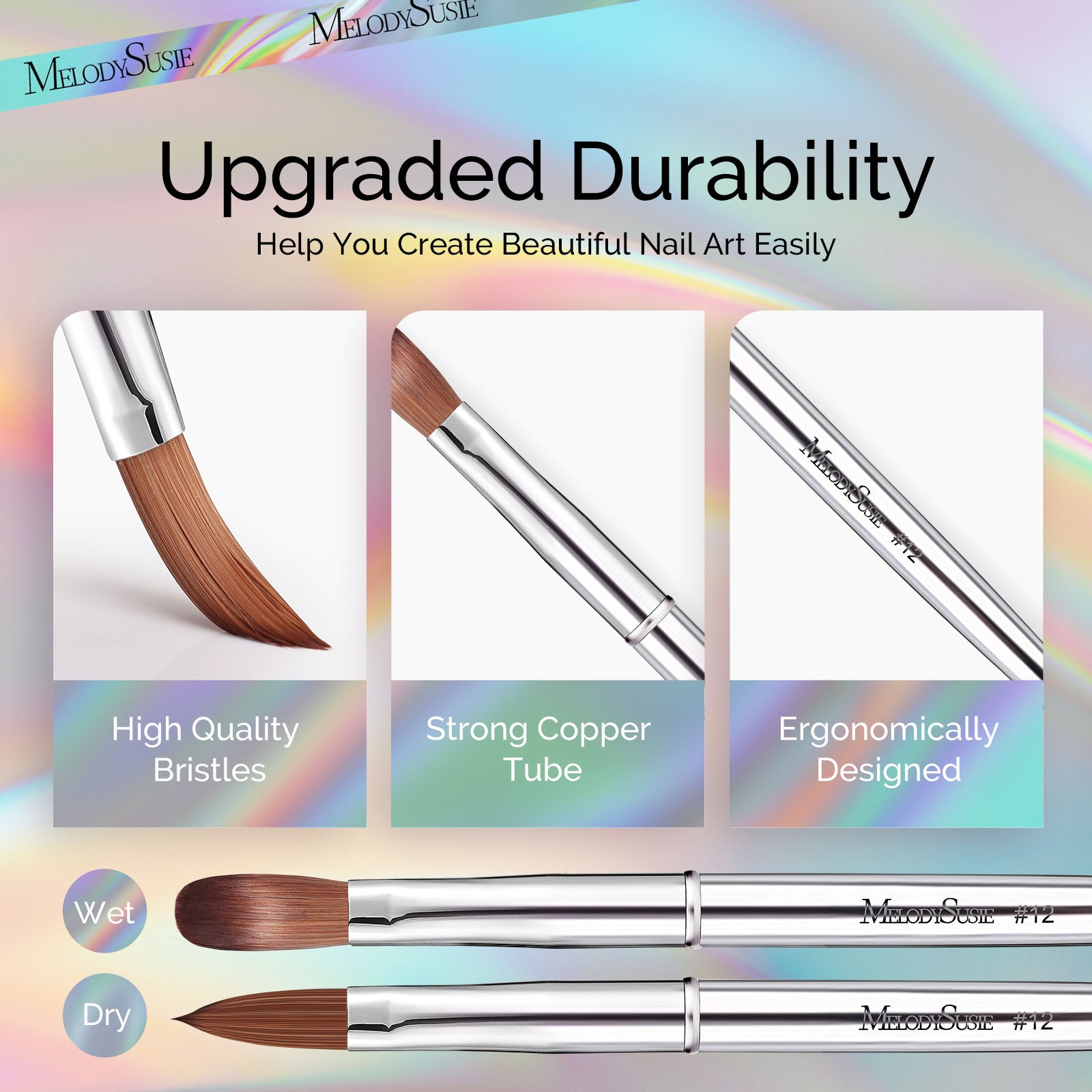 Acrylic Nail Brush Set (4Pcs) - Silver Color