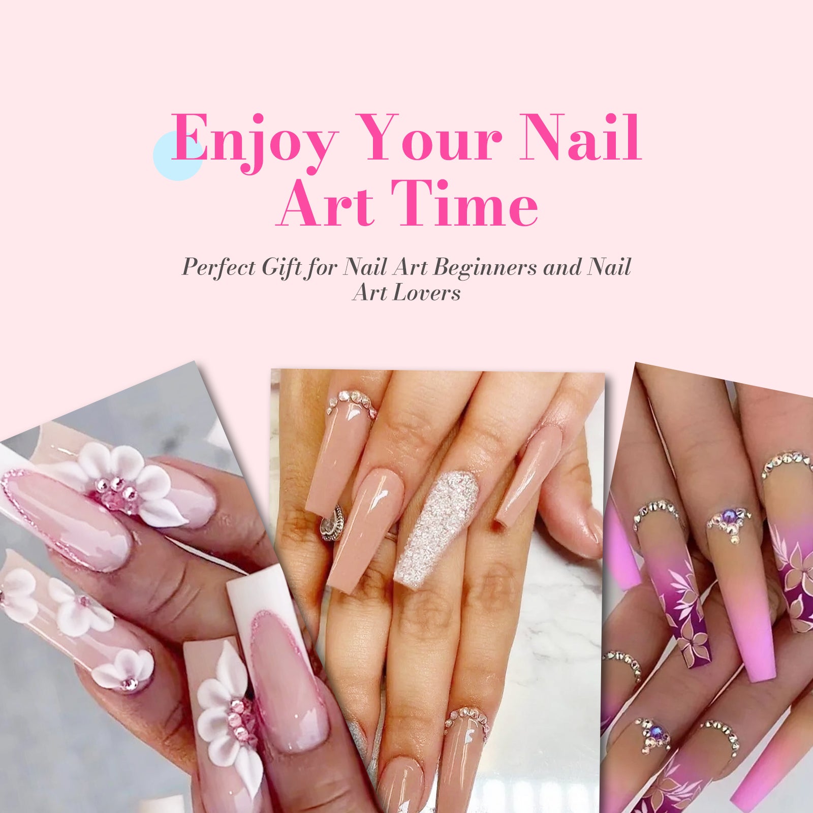 Acrylic Nail Brush Set (3Pcs) - Pink