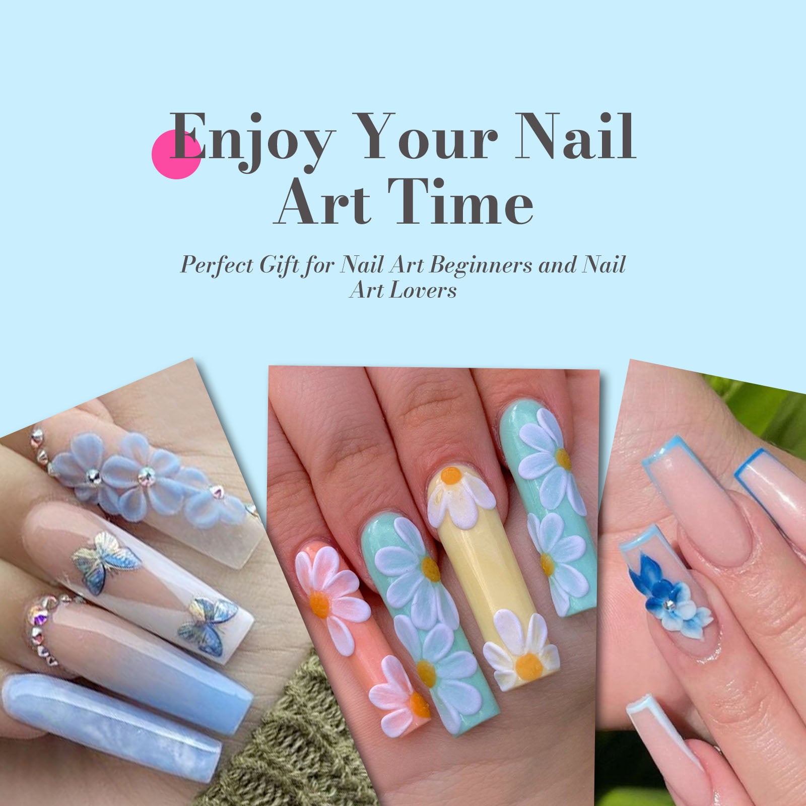 Acrylic Nail Brush Set (3Pcs) - Blue