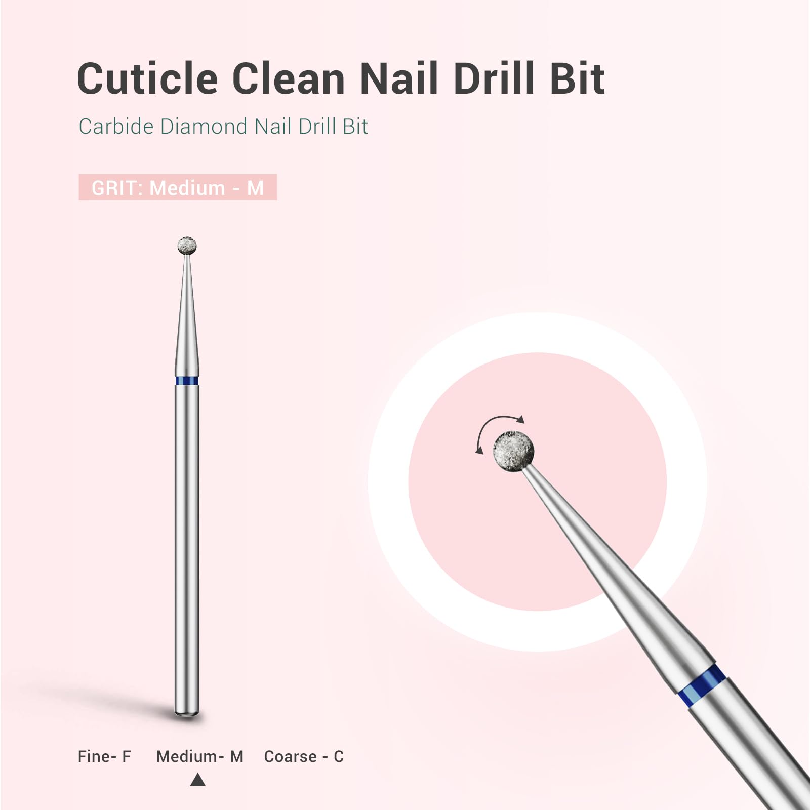 Ball Shape Cuticle Clean Carbide Diamond Nail Drill Bit