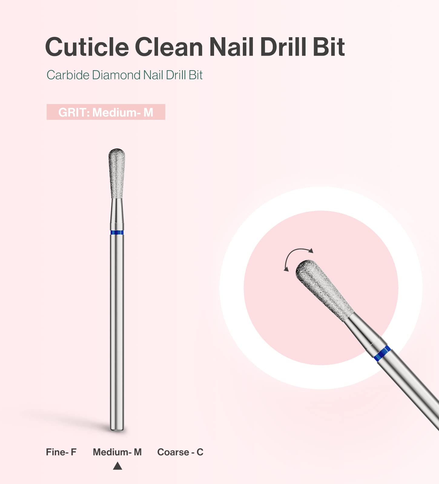 2.5mm Pear Shape Carbide Diamond Under Nail Cleaner Nail Drill Bit